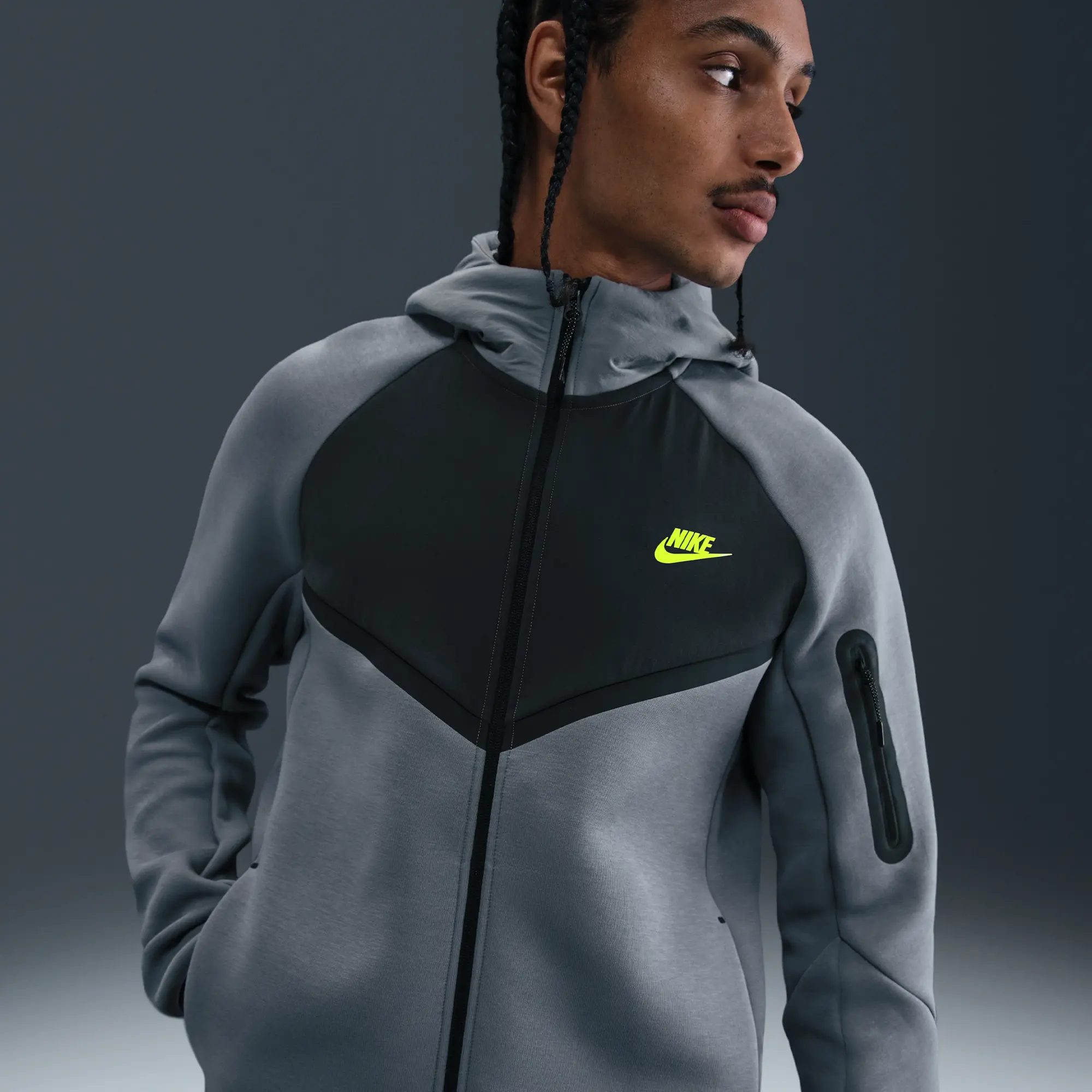 Nike Tech Men's Fleece Windrunner Full-Zip Jacket - Grey - Synthetics