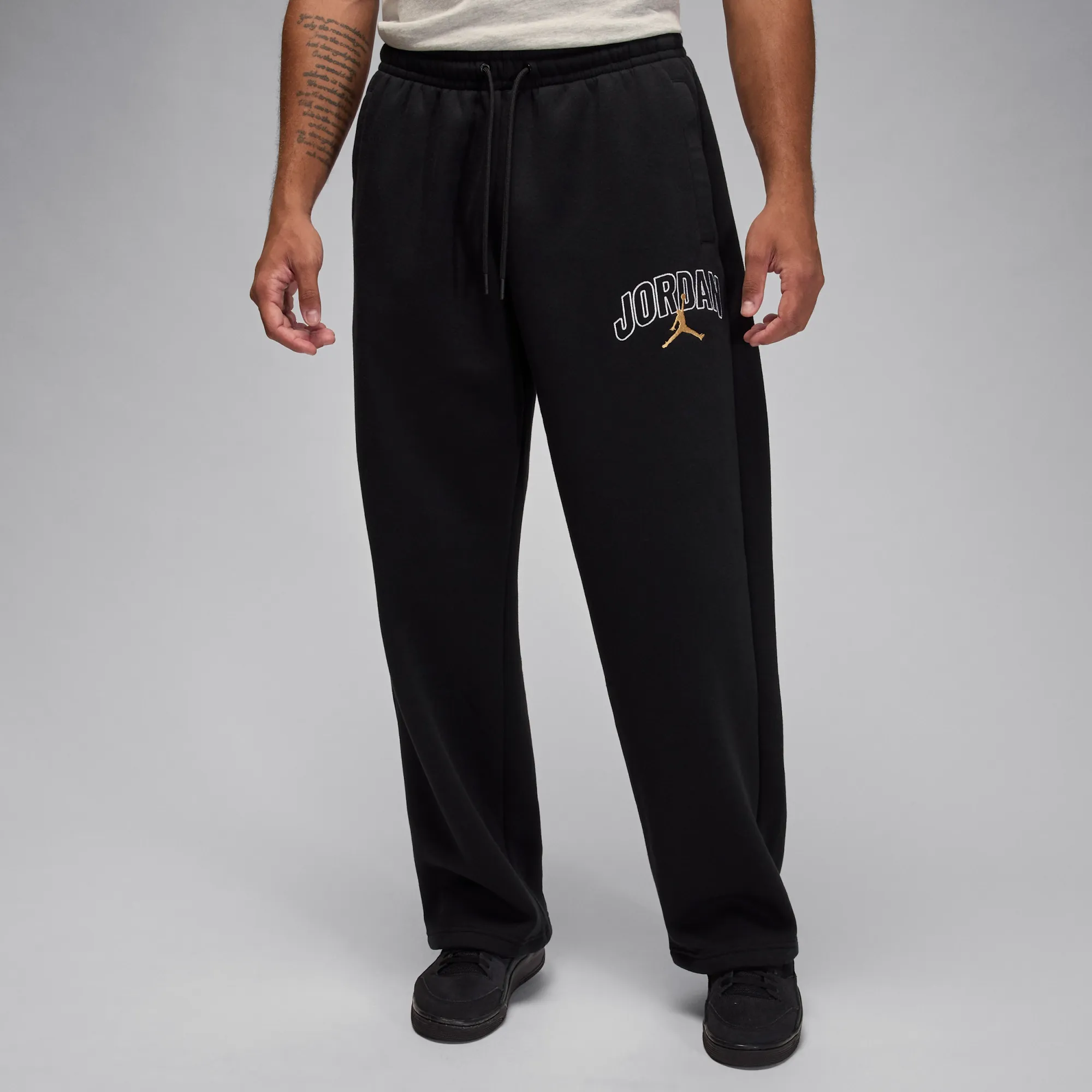 Nike Jordan Brooklyn Fleece Men's Oversized Open-Hem Trousers - Black - Fleece