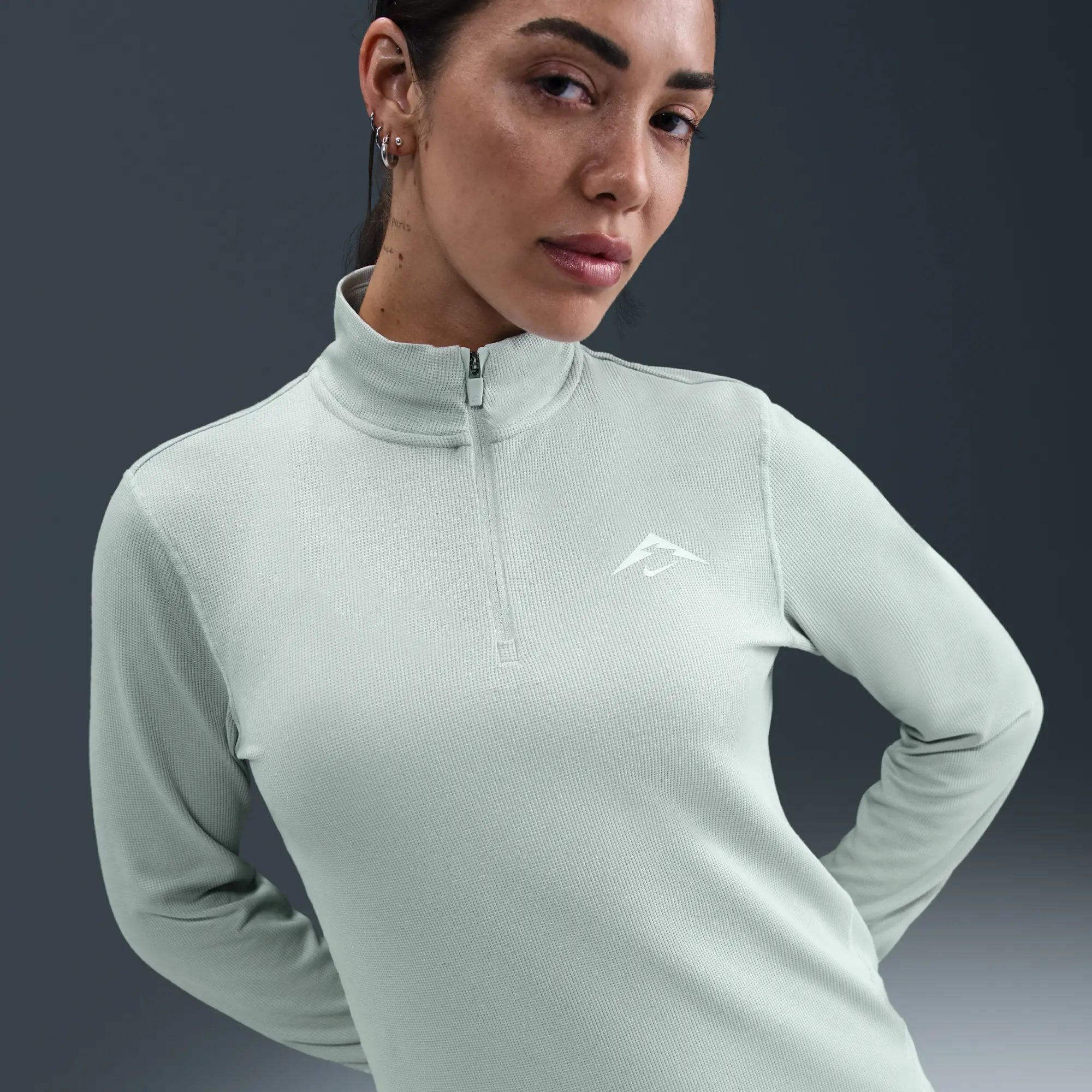 Nike Trail Women's Dri-FIT 1/4-Zip Running Mid-Layer Top - Grey - Recycled Polyester Minimum