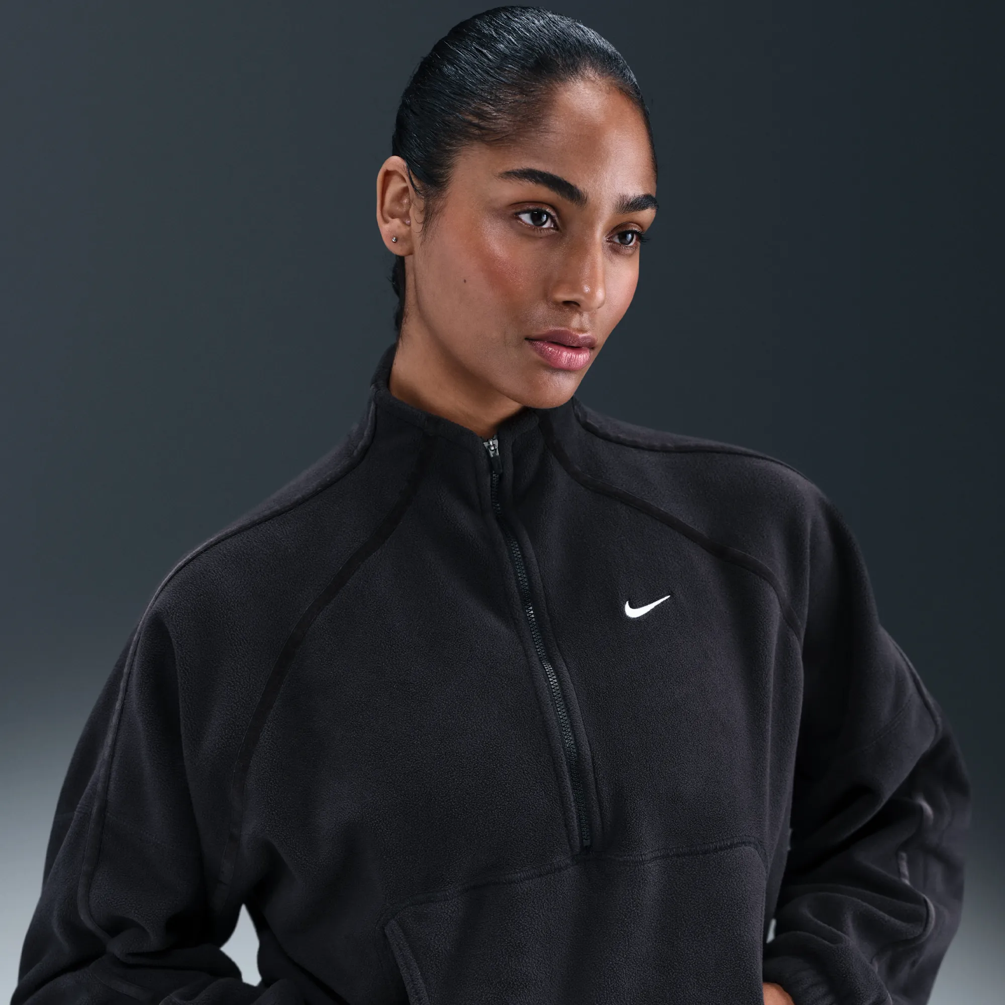 Nike One Women's Therma-FIT 1/2-Zip Top - Black - Sustainable Materials