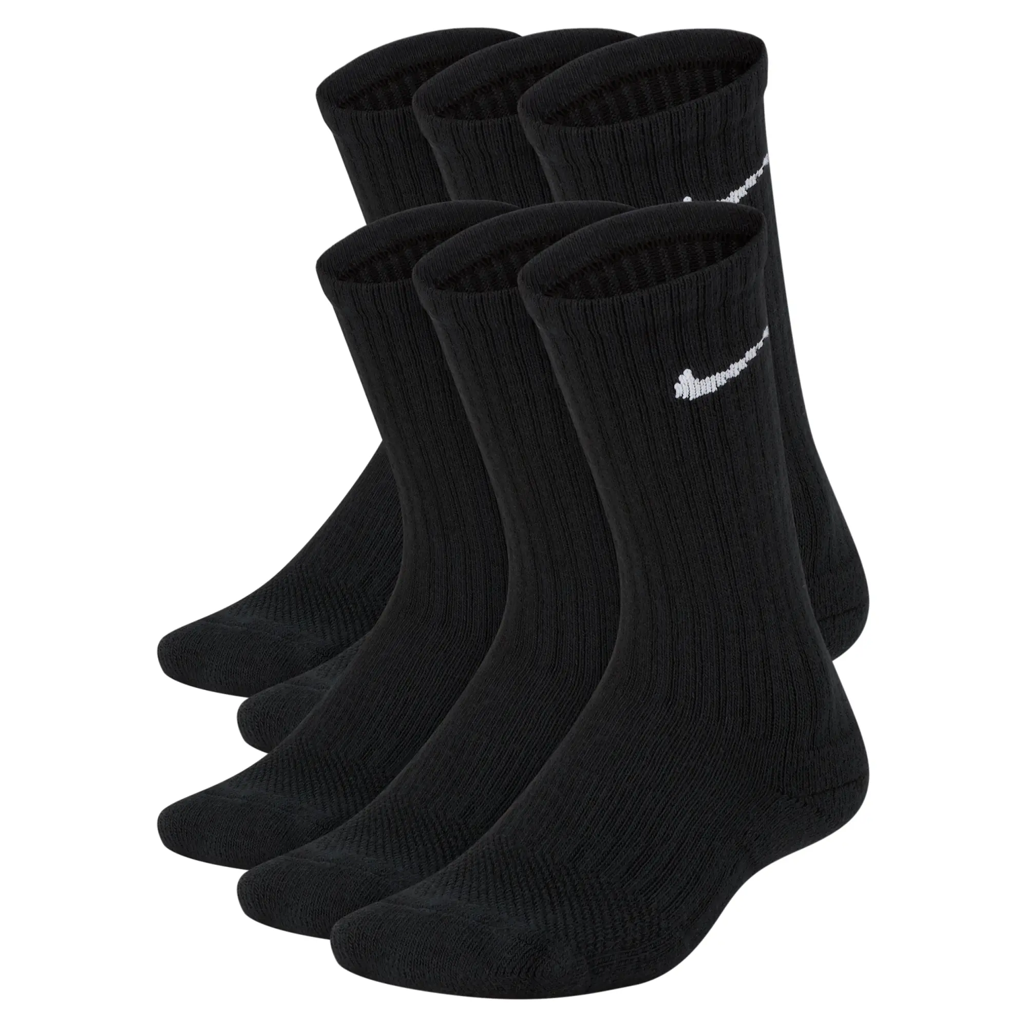 Nike Performance Cushioned Crew Kids' Training Socks (6 Pair) - Black