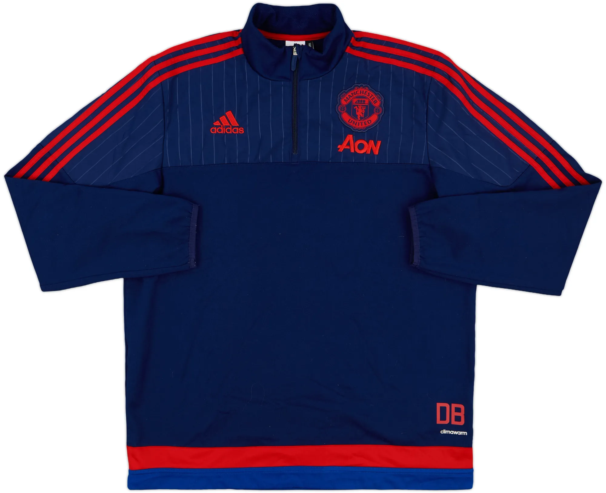 2015-16 Manchester United adidas Staff Issue 1/4 Zip Training Top DB - 8/10 - (XL)