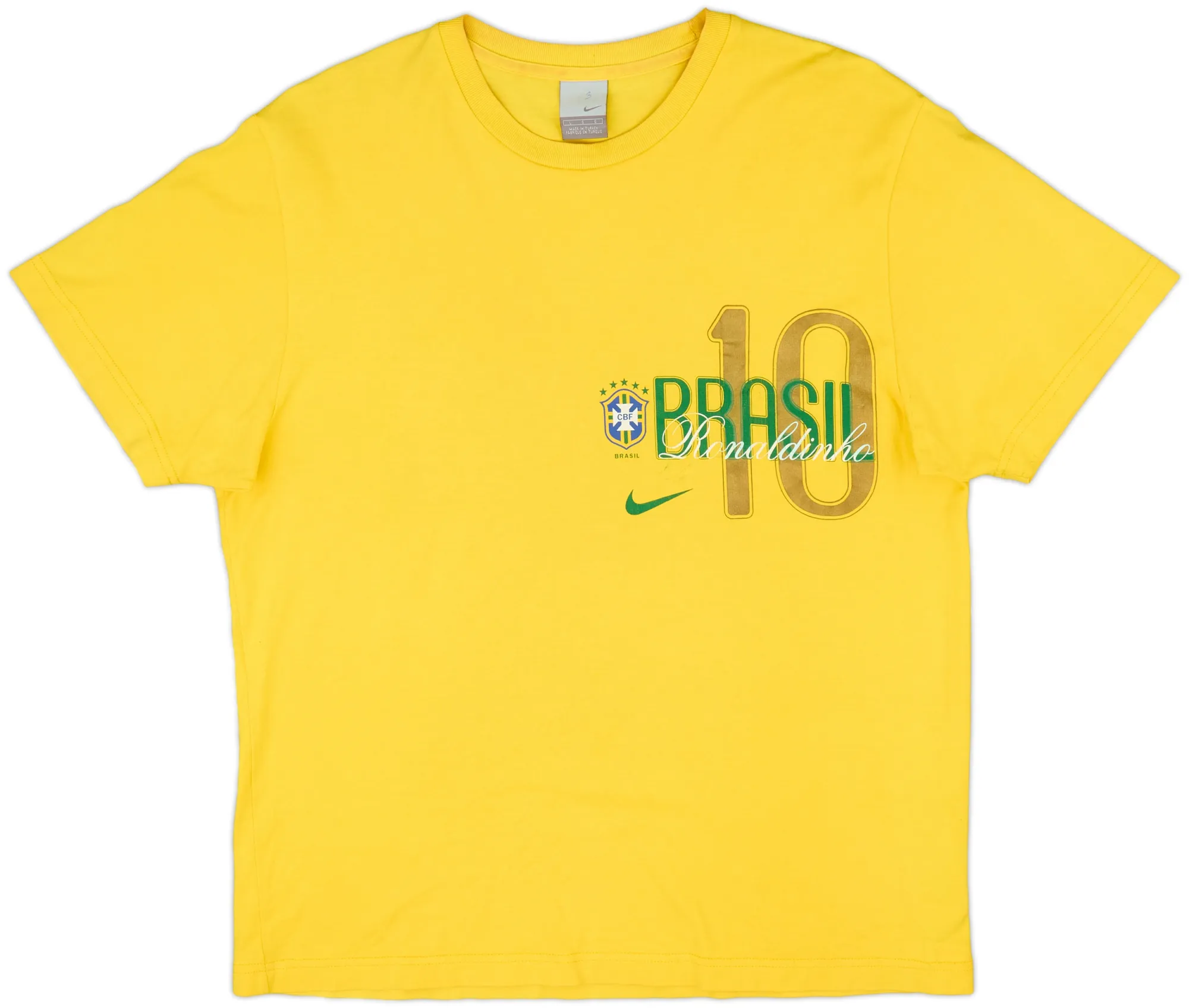 2006-07 Brazil Nike Graphic Tee Ronaldinho #10 - 6/10 - (L)