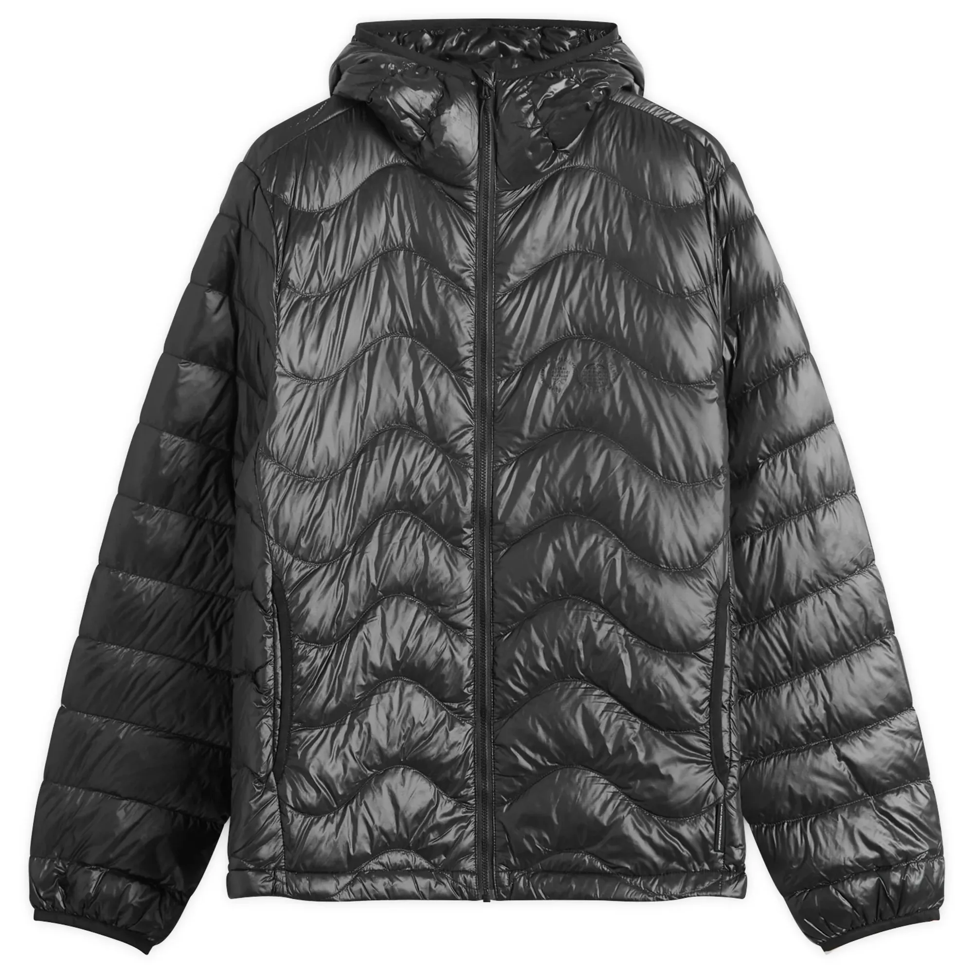 Purple Mountain Observatory Men's Waves Hooded Puffa Jacket Black