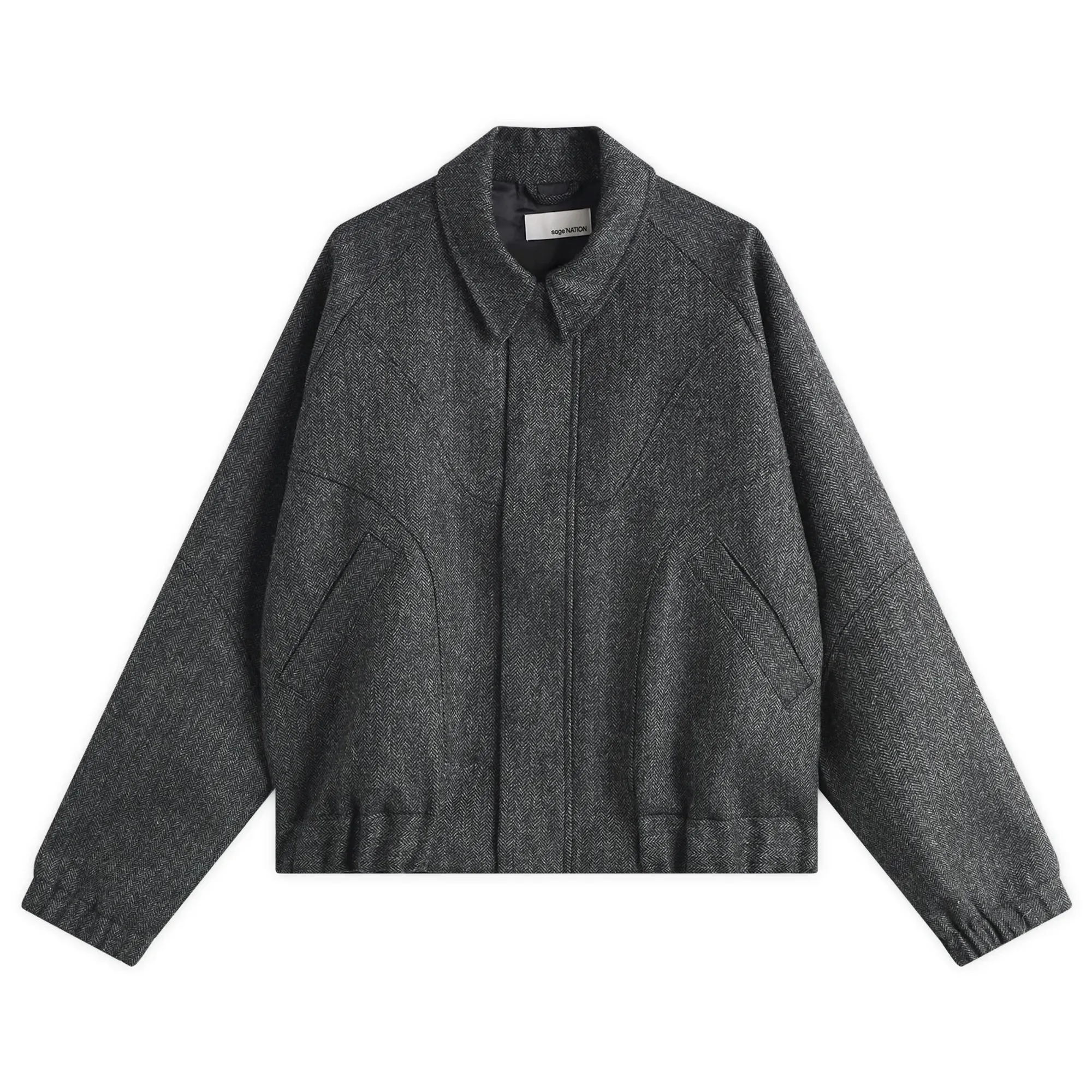 Sage Nation Men's Wool Jiji Jacket Dark Grey Herringbone