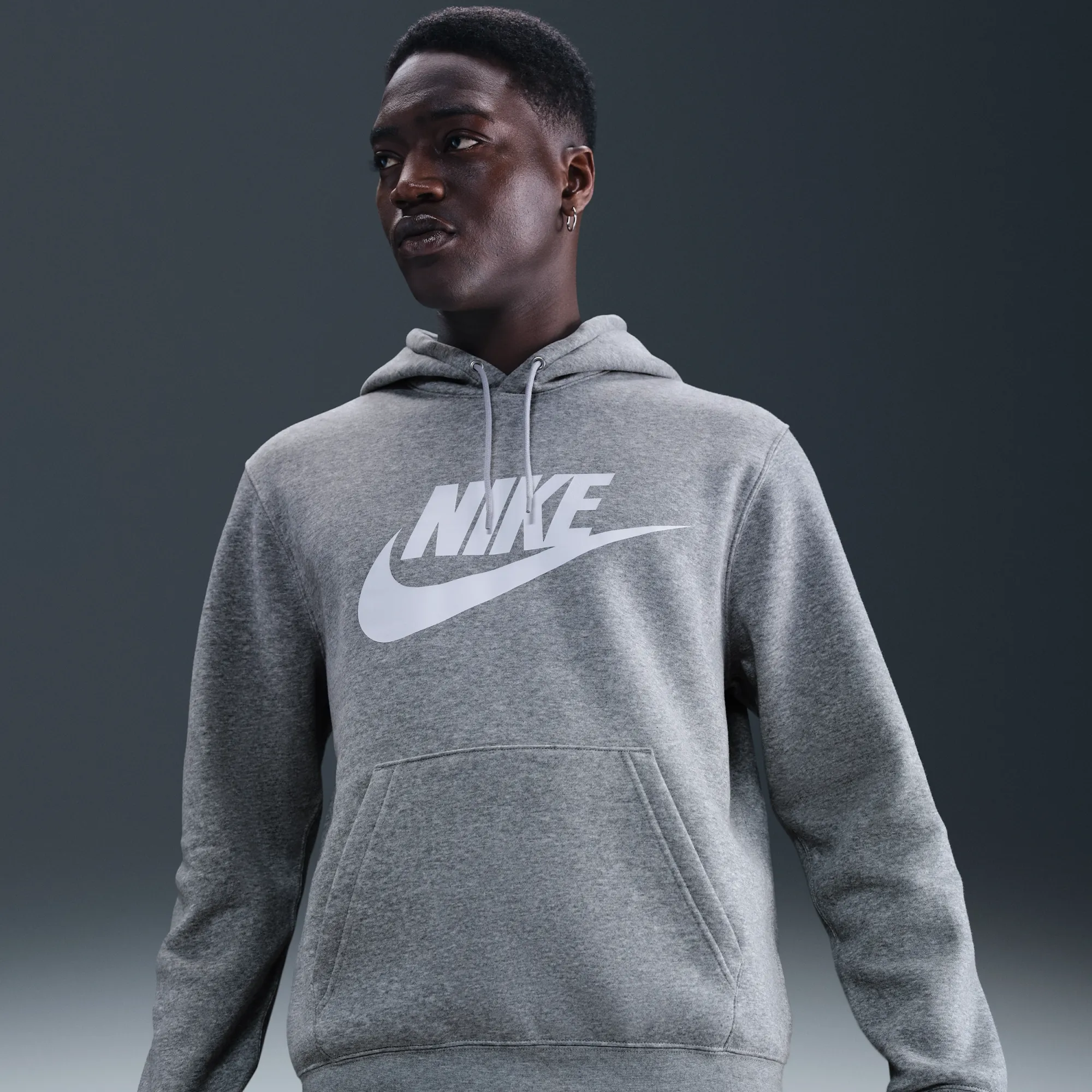 Nike Sportswear Club Men's Fleece Pullover Hoodie - Dark Grey Heather - Fleece