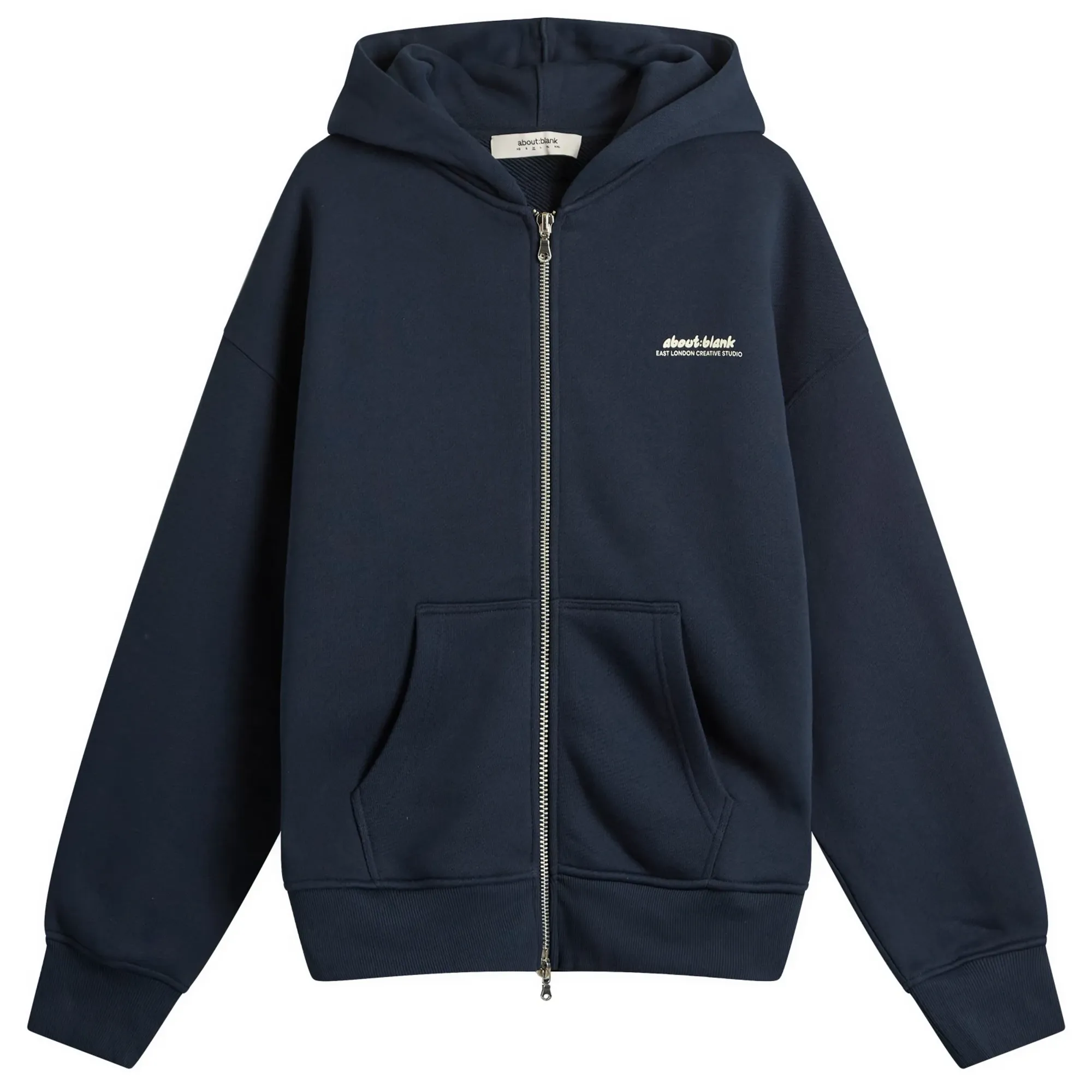 about:blank Men's Presented by END. Zev Zip Hoodie Navy/Oat