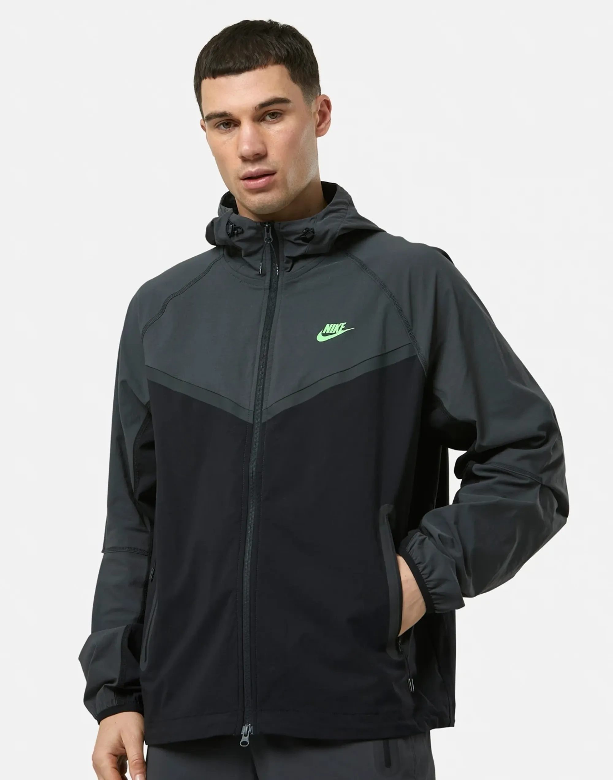 Men's Nike Tech Woven Full Zip Hoodie Wh in Black 