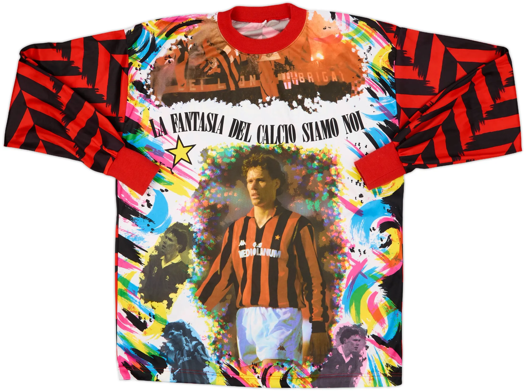1990s AC Milan Graphic Fan L/S Shirt Van Basten 'The Best' #9 - 8/10 - (L)