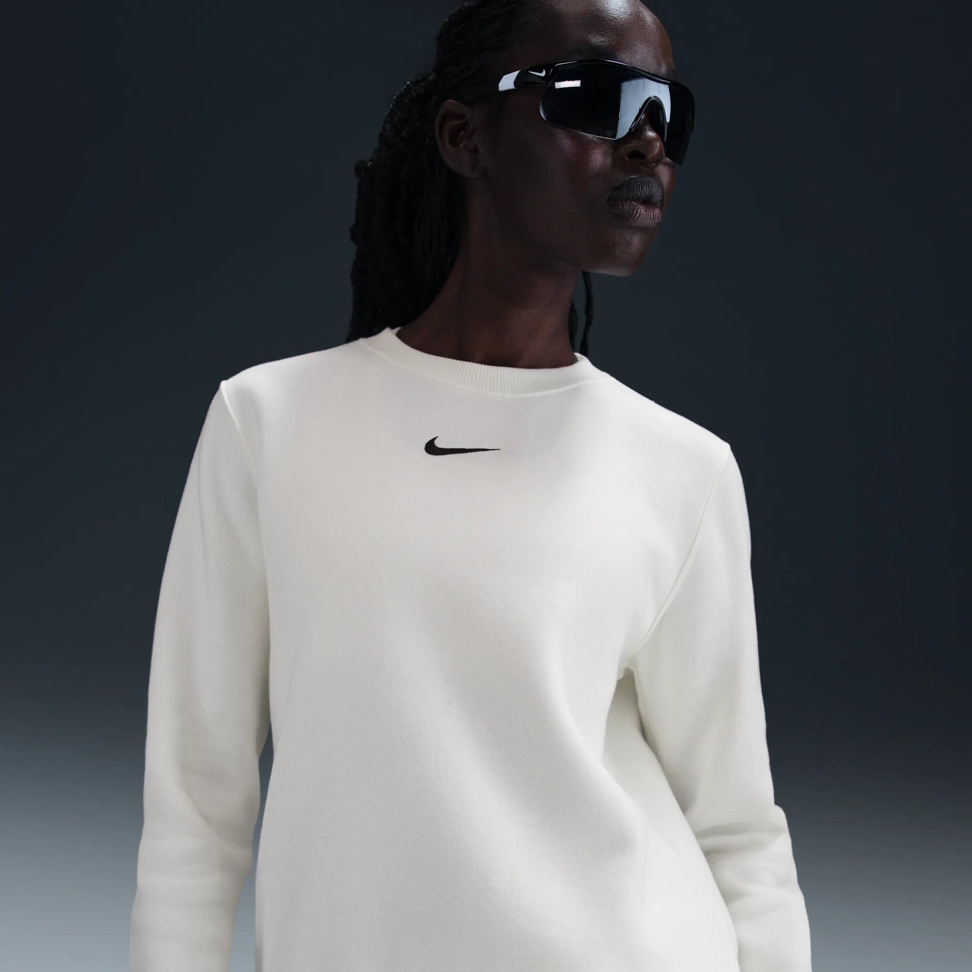 Nike Sportswear Phoenix Fleece Women's Crew-Neck Sweatshirt - White - Cotton/Polyester