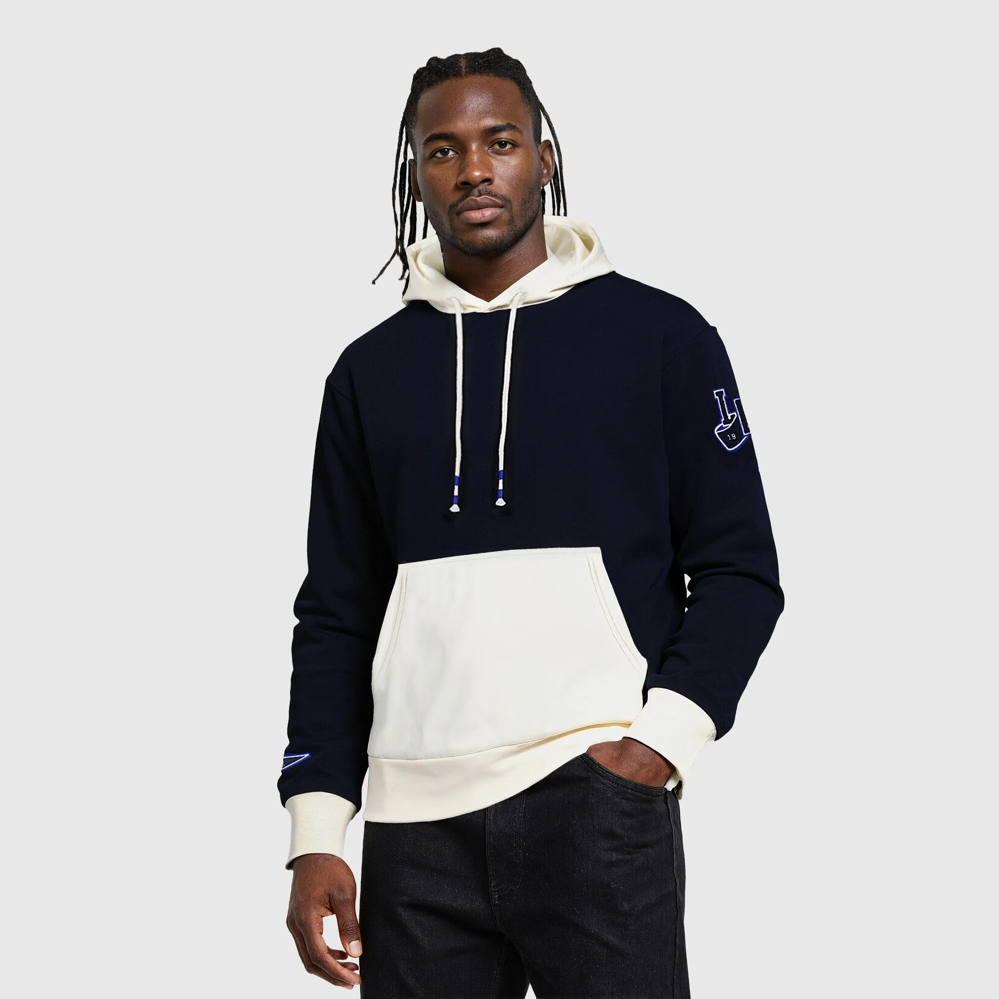 Chelsea Varsity Block Hoodie - Navy/Cream