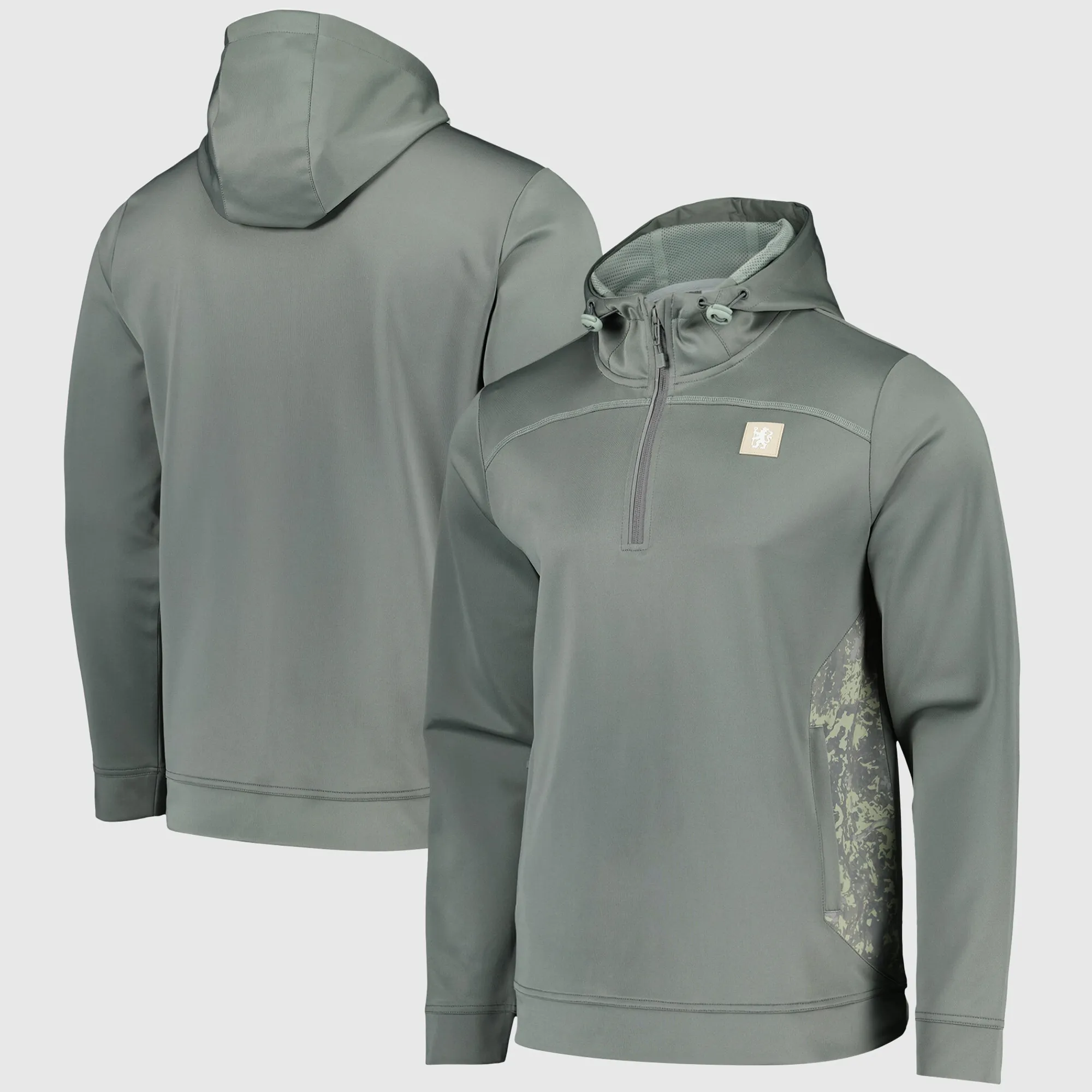 Chelsea Active Camoflauge 1/4 Zip Hoodie - Khaki - Mens