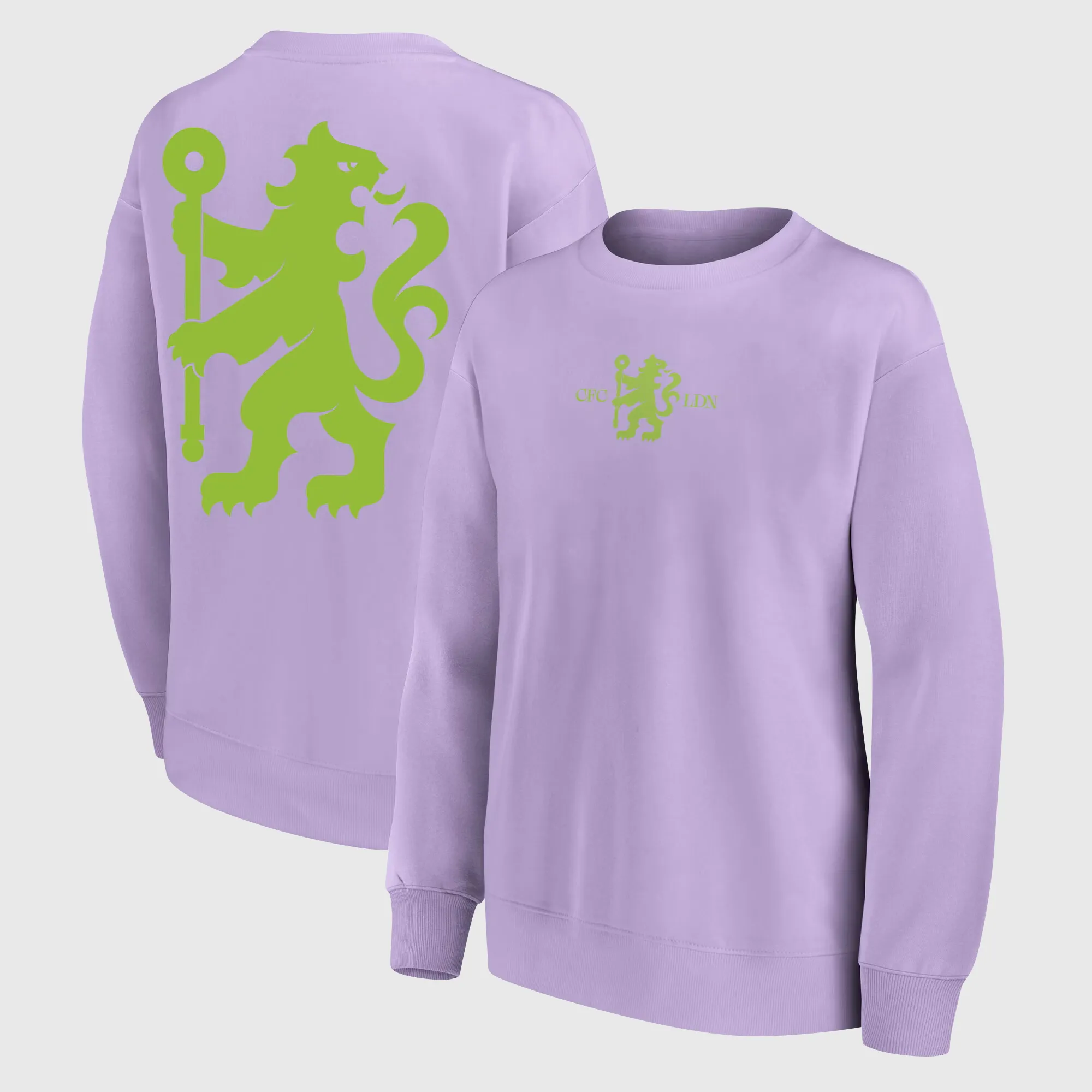 Chelsea Rampant Lion Fashion Oversized Crew Sweatshirt - Purple Rose - Womens