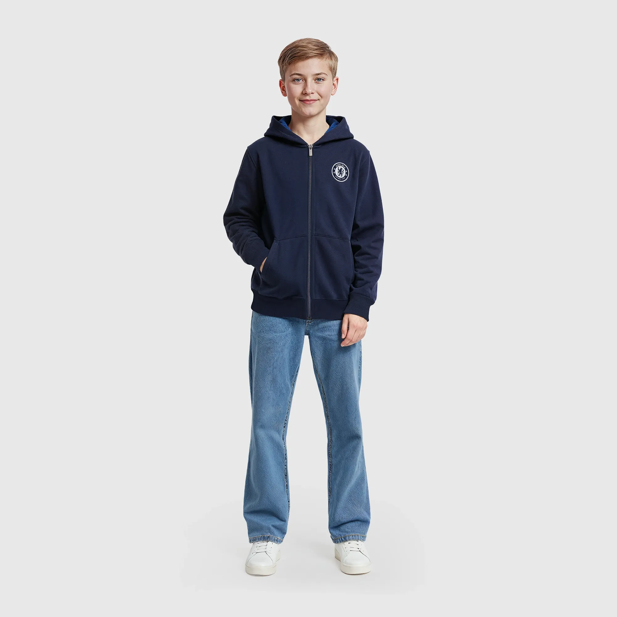 Chelsea Core Zip Through Hoodie - Navy - Boys