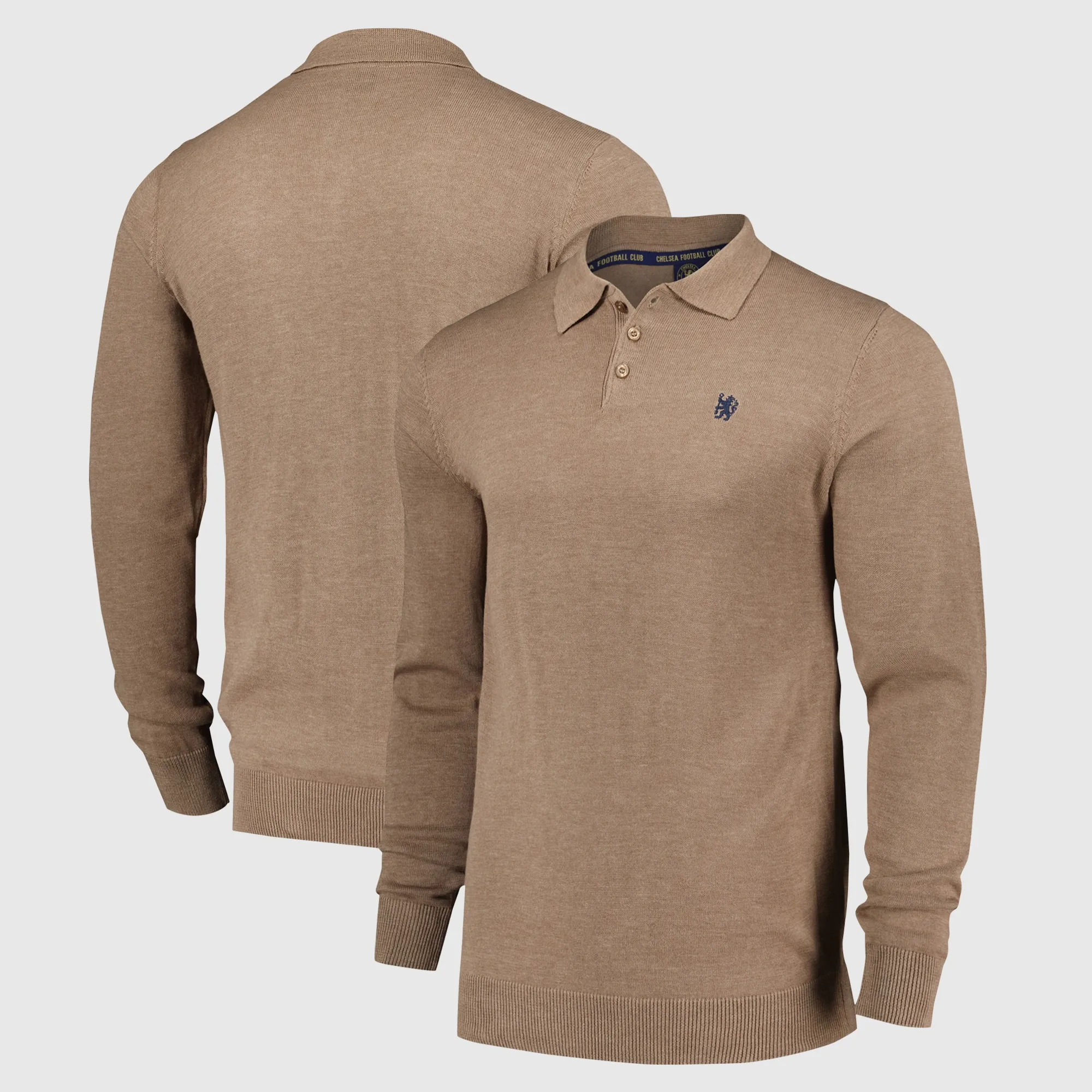 Chelsea Long Sleeve Knit Polo - Fawn - Mens