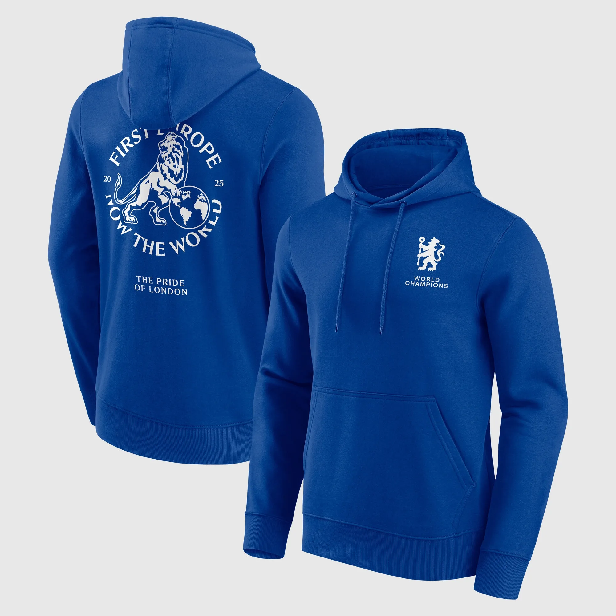 Chelsea First Europe, Now the World Graphic Hoodie - Royal - Mens