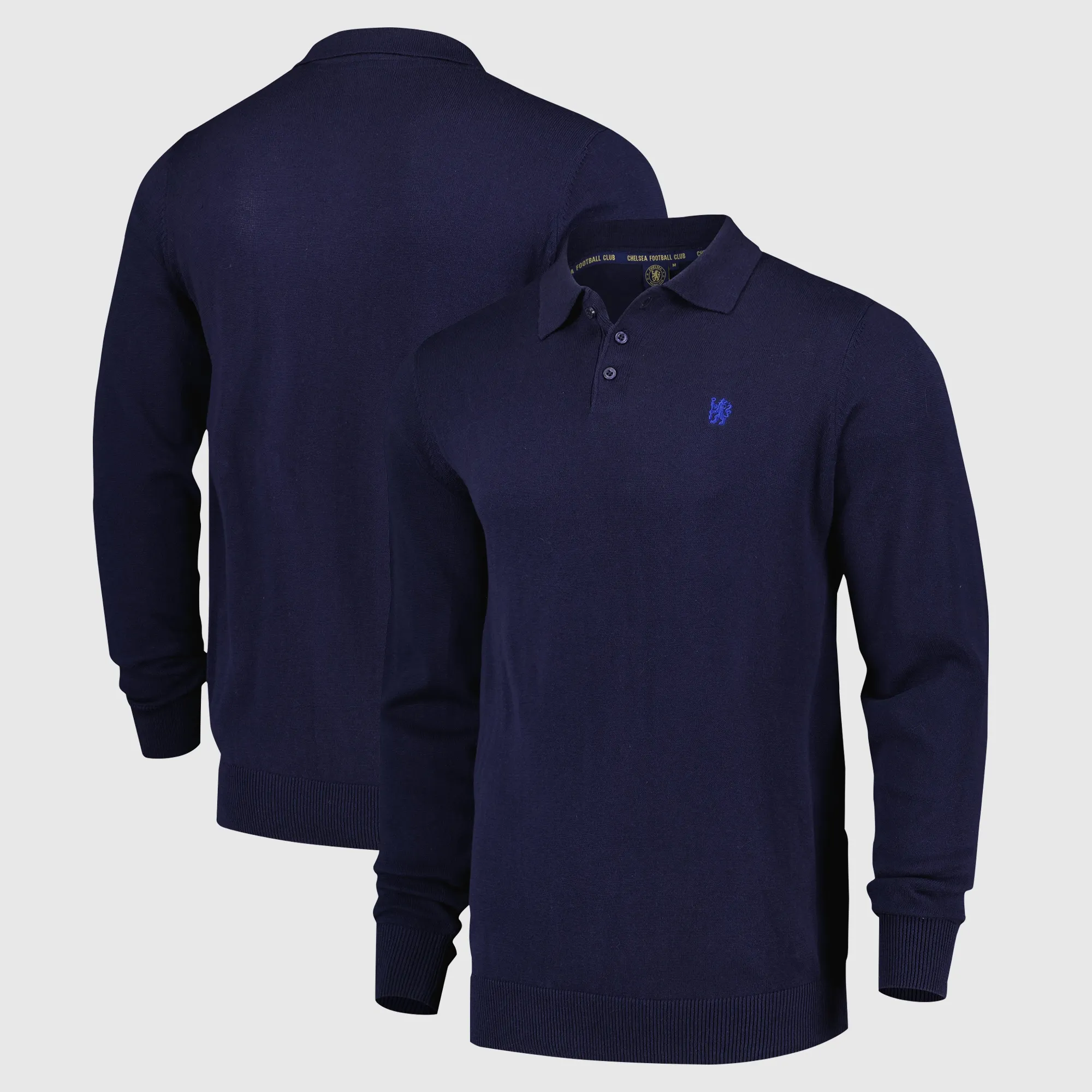 Chelsea Long Sleeve Knit Polo - Navy - Mens