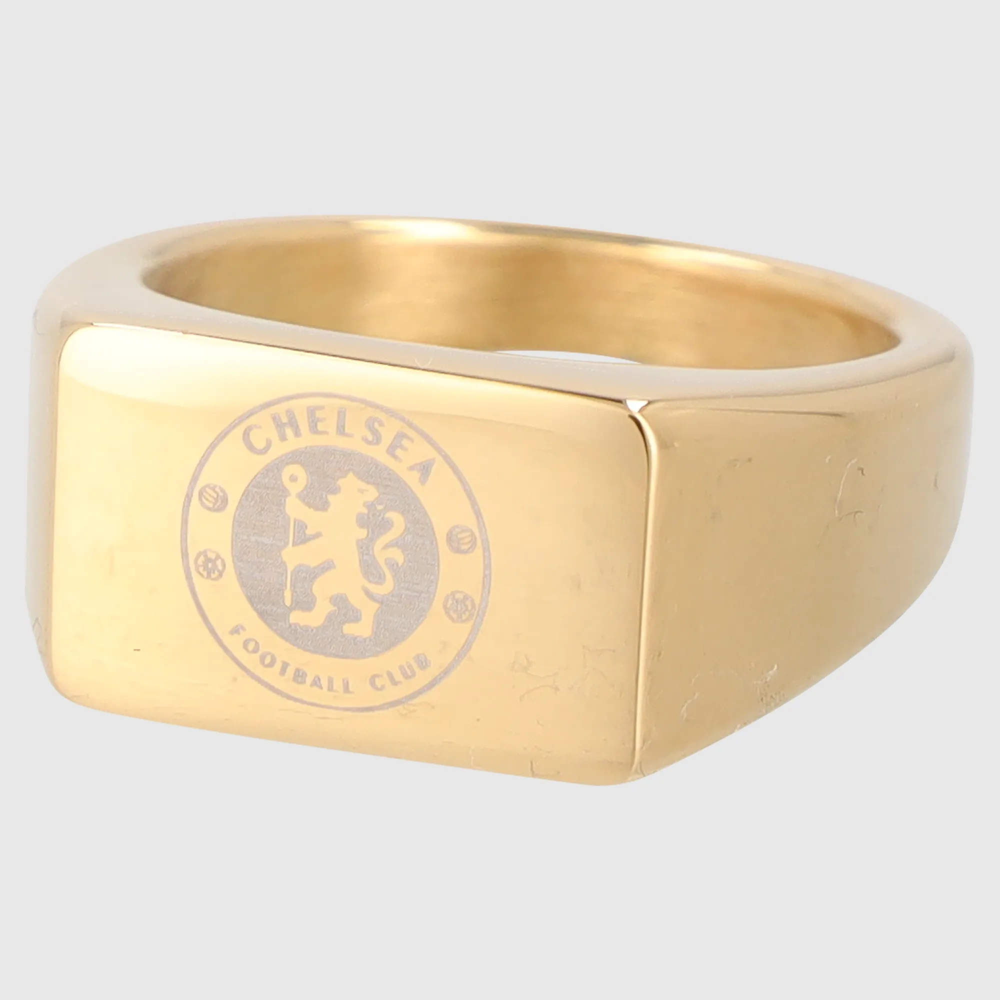 Chelsea Gold Plated Crest Signet Ring - Stainless Steel