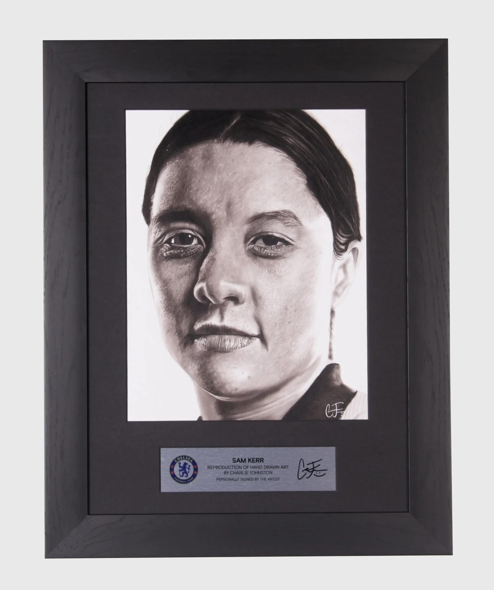 Chelsea Sam Kerr Art Print Framed - Hand Signed by Artist Charlie Johnson - 12 x 16