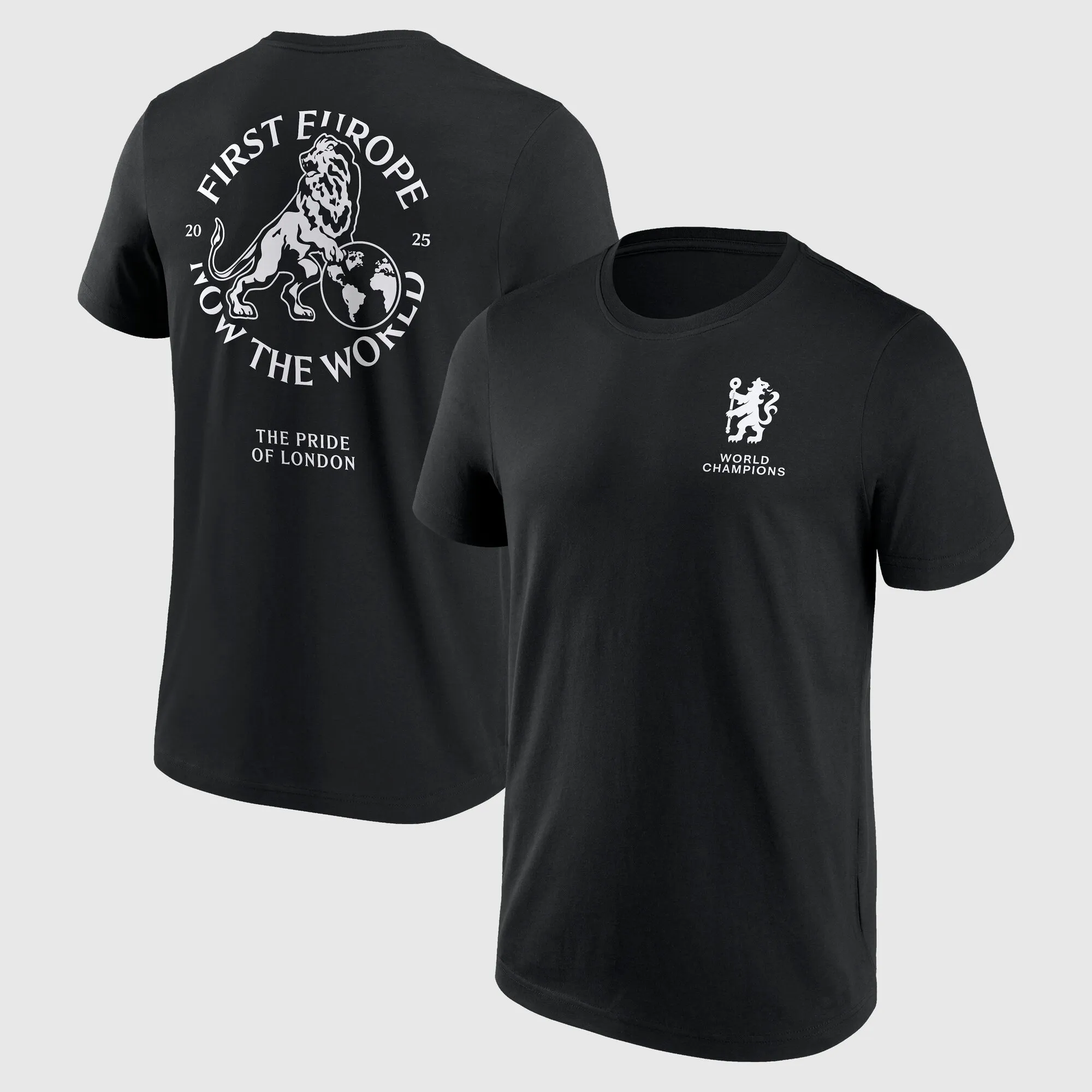 Chelsea First Europe, Now the World Graphic T-Shirt - Black - Mens