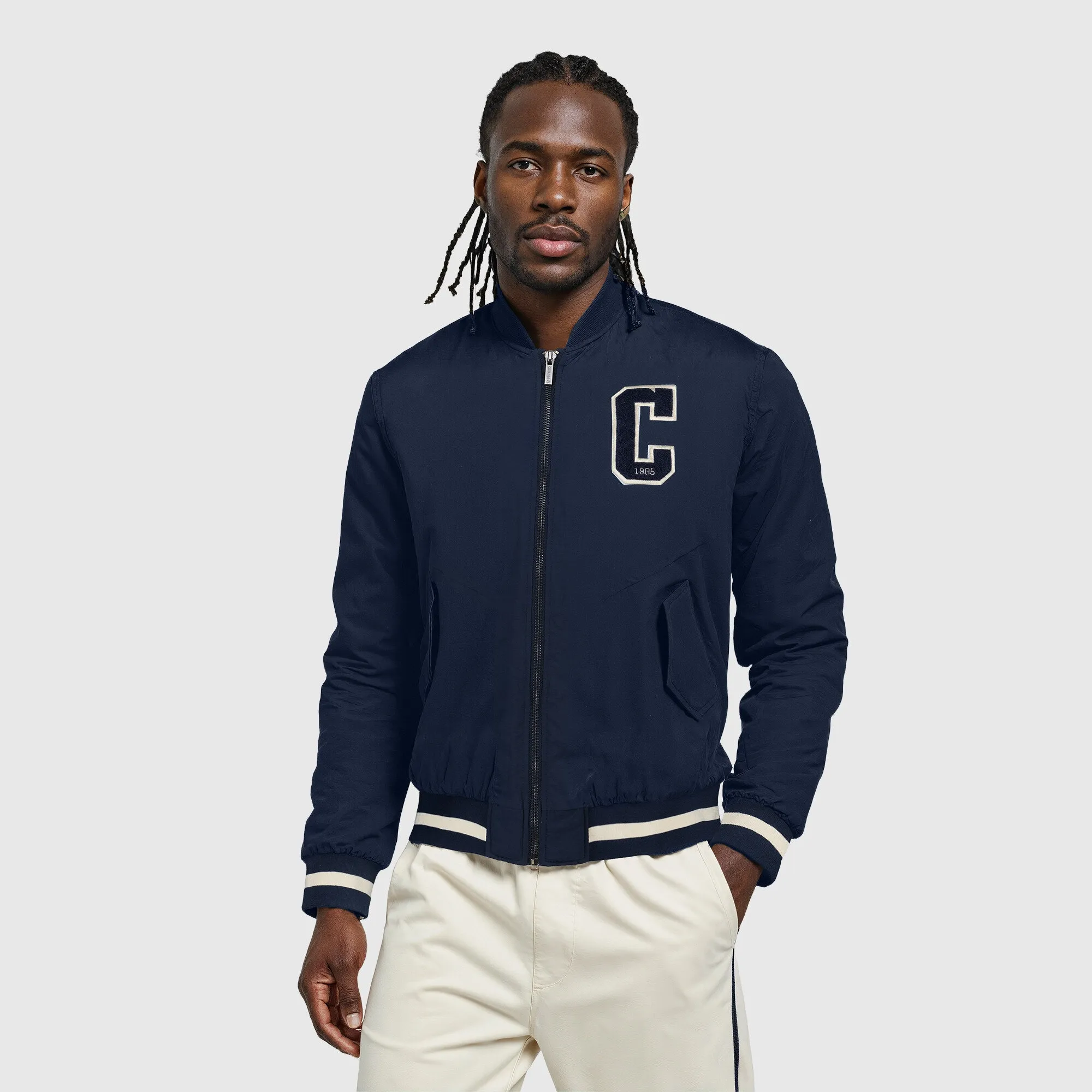 Chelsea Varsity Badge Bomber Jacket - Navy