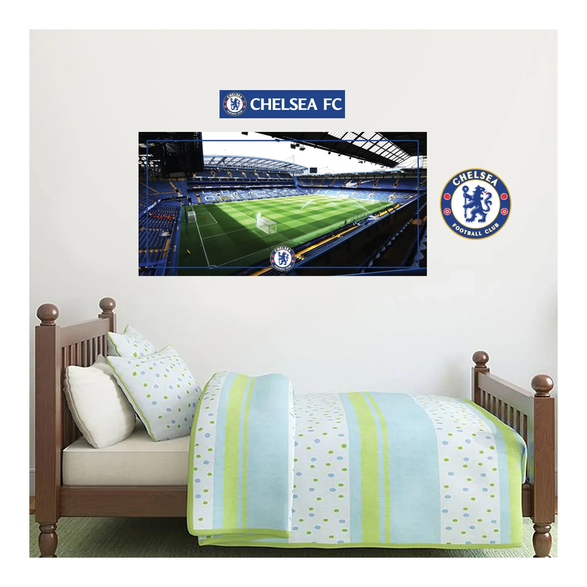 Chelsea Stamford Bridge Stadium Wall Sticker - 120cm x 60cm with decal set - 60cm x 30cm