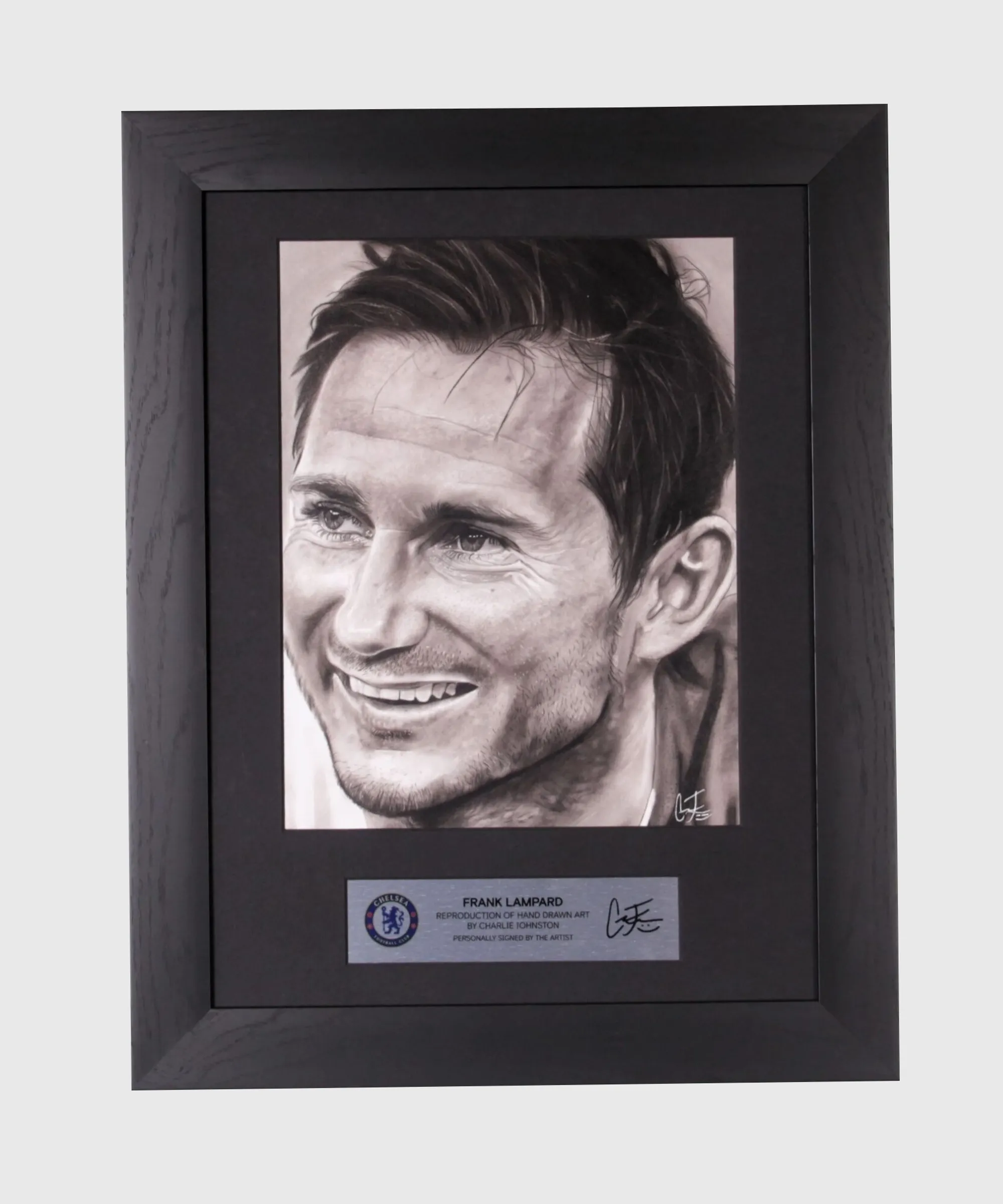 Chelsea Frank Lampard Art Print Framed - Hand Signed by Artist Charlie Johnson - 12 x 16