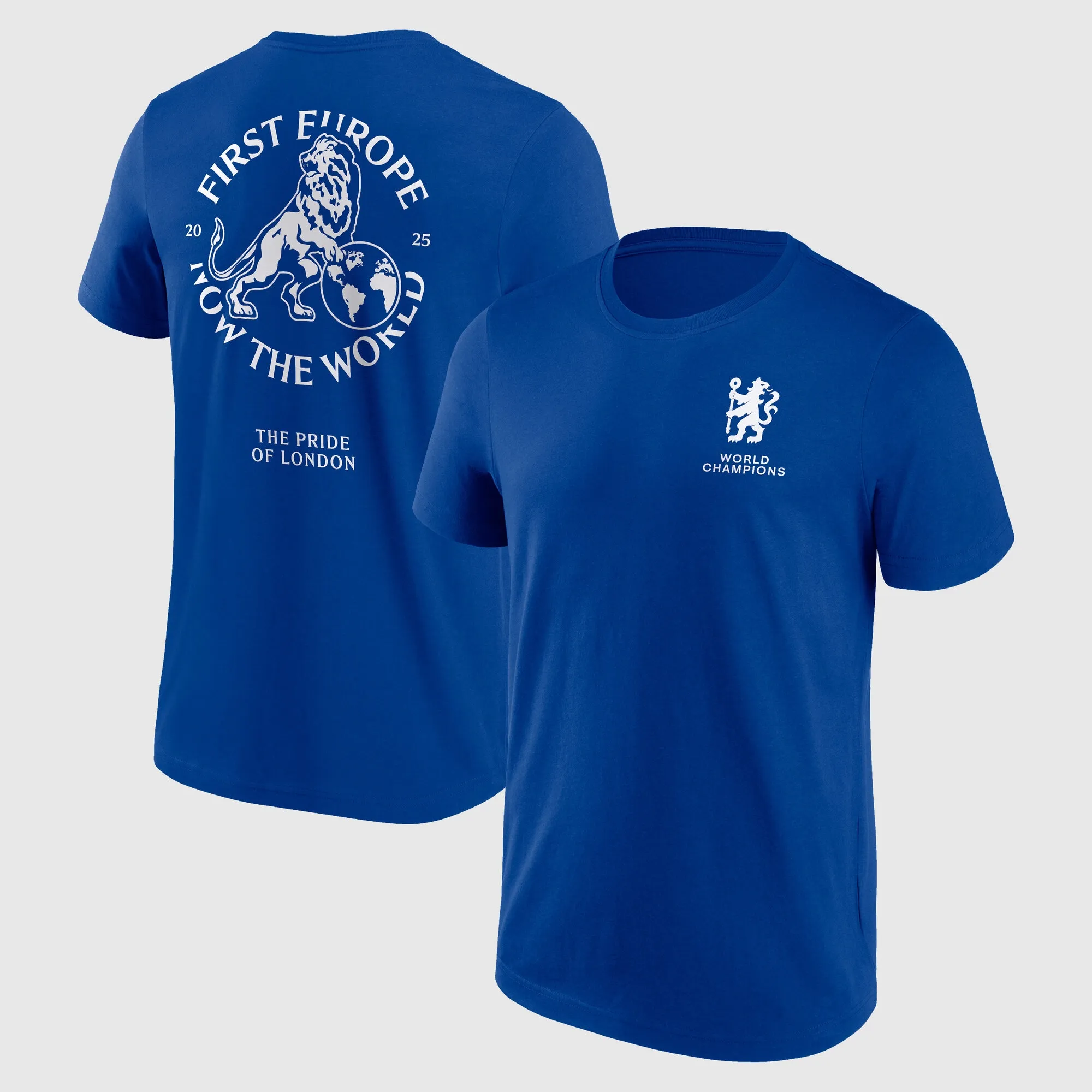 Chelsea First Europe, Now the World Graphic T-Shirt - Royal - Mens