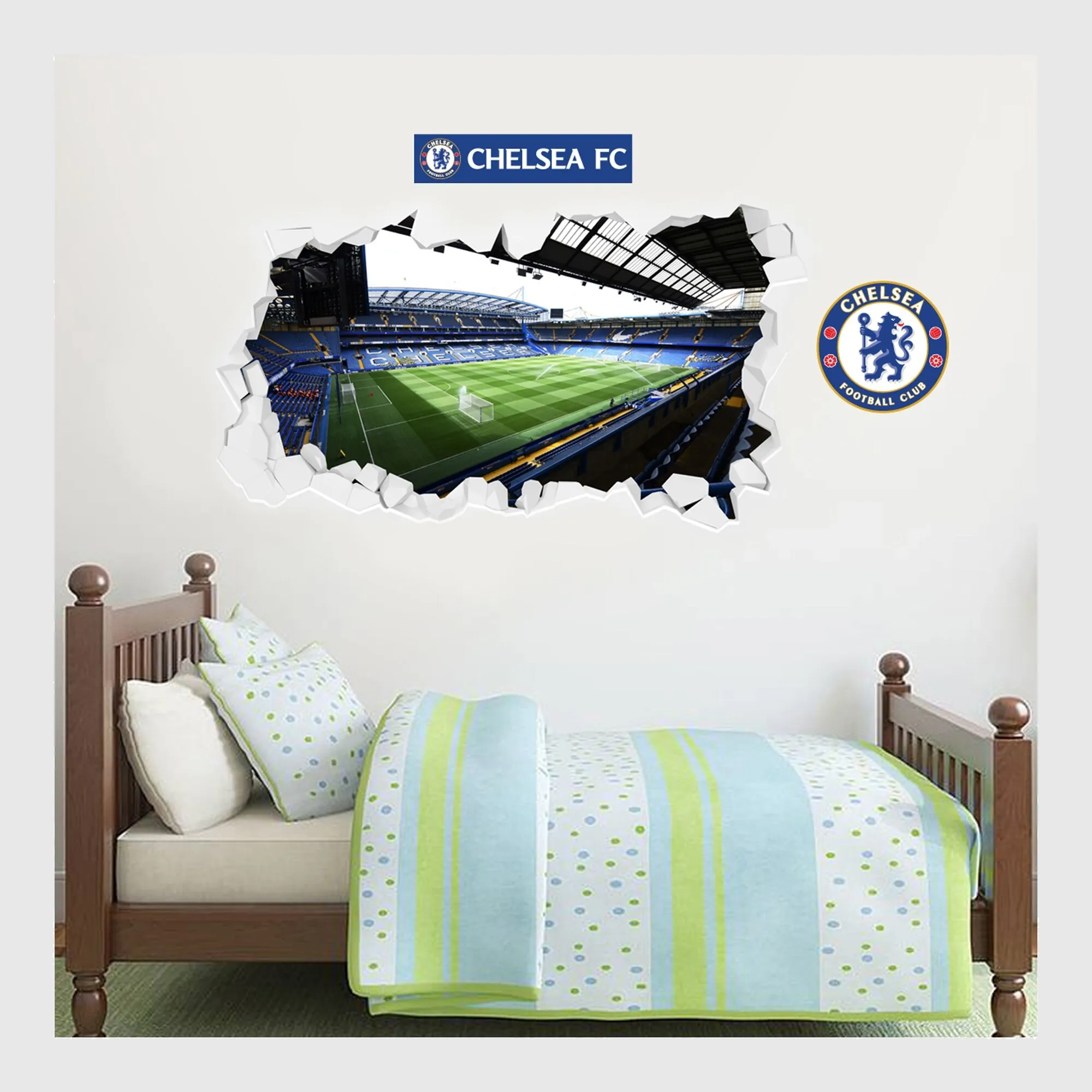 Chelsea Stamford Bridge Stadium Broken Wall Sticker - 60cm x 30cm with decal set - 60cm x 30cm