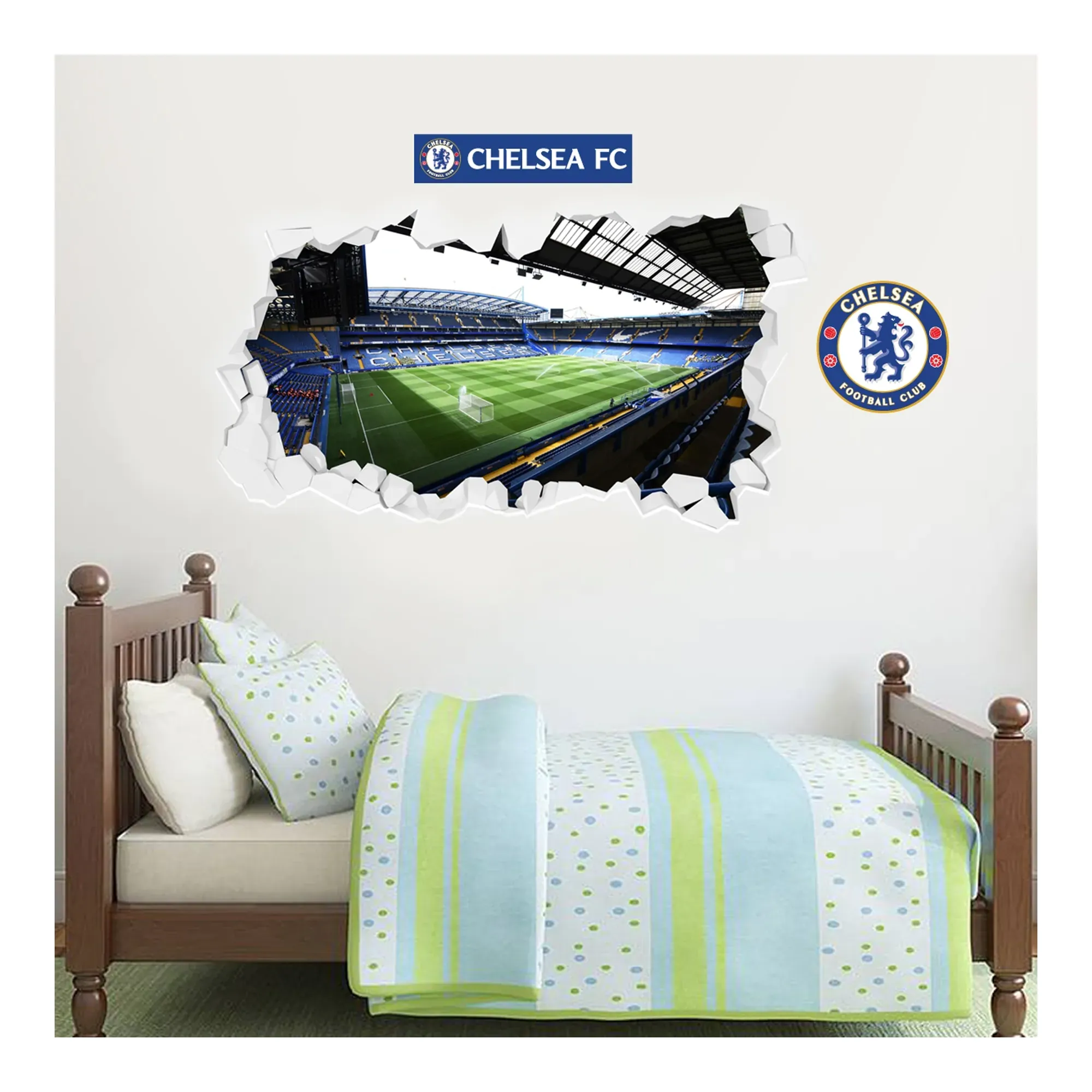 Chelsea Stamford Bridge Stadium Broken Wall Sticker - 90cm x 45cm with decal set - 60cm x 30cm
