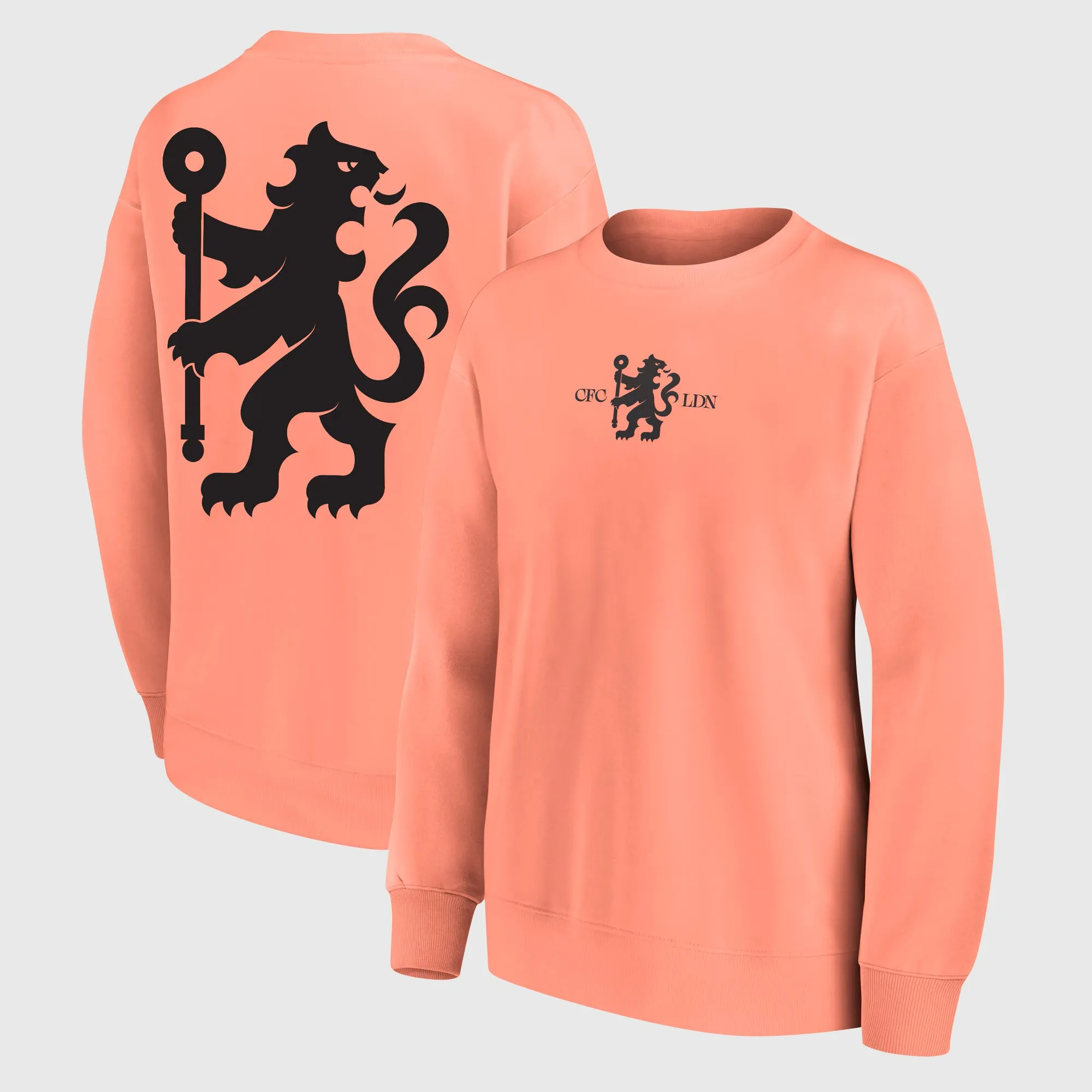 Chelsea Rampant Lion Fashion Oversized Crew Sweatshirt - Coral Haze - Womens