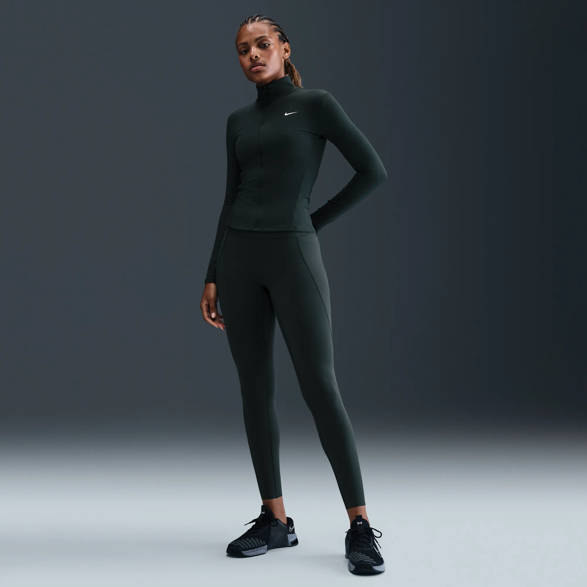 Nike One Fitted Women's Dri-FIT Full-Zip Jacket - Green | IM7046