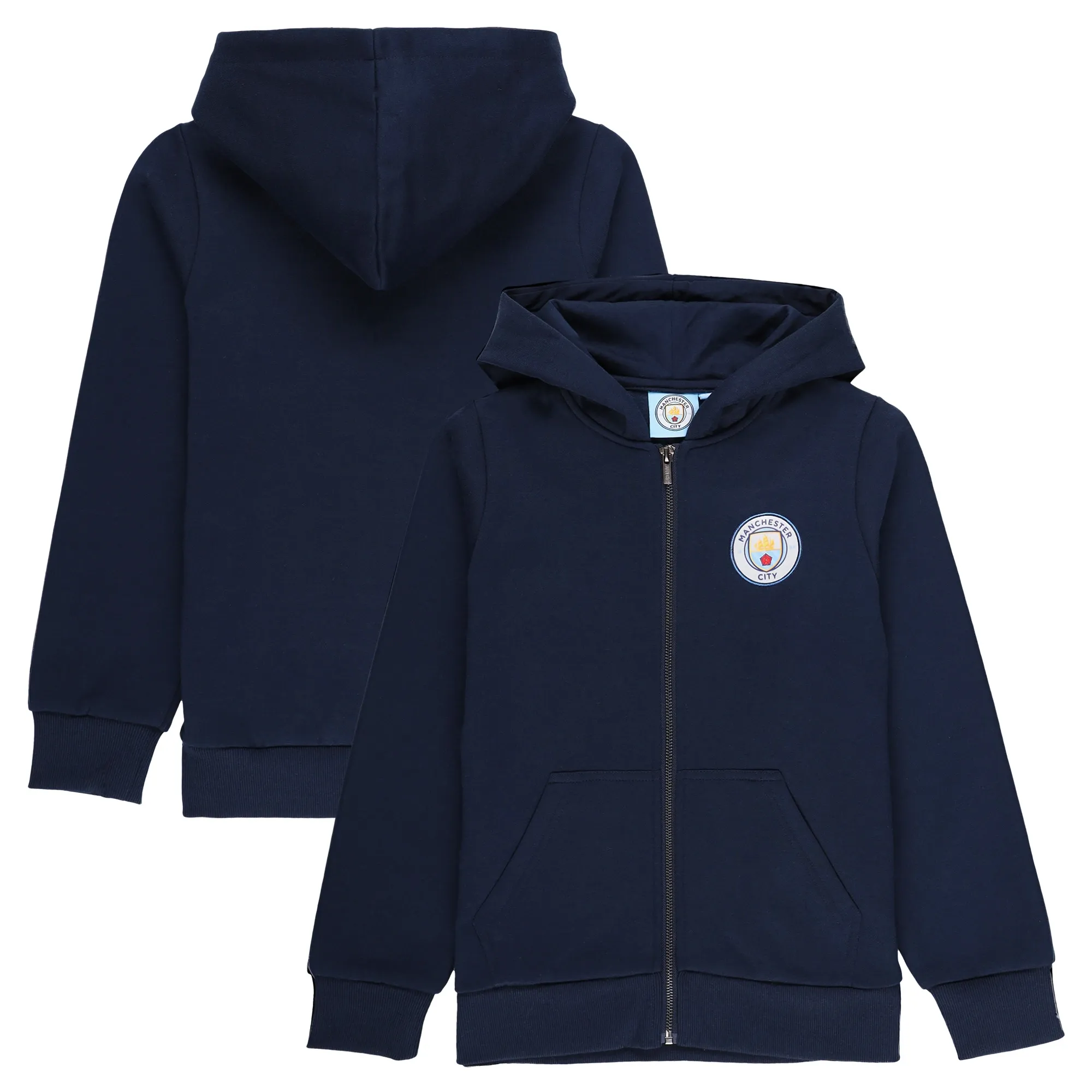 Manchester City Core Small Crest Zip Through Hoodie - Navy - Kids