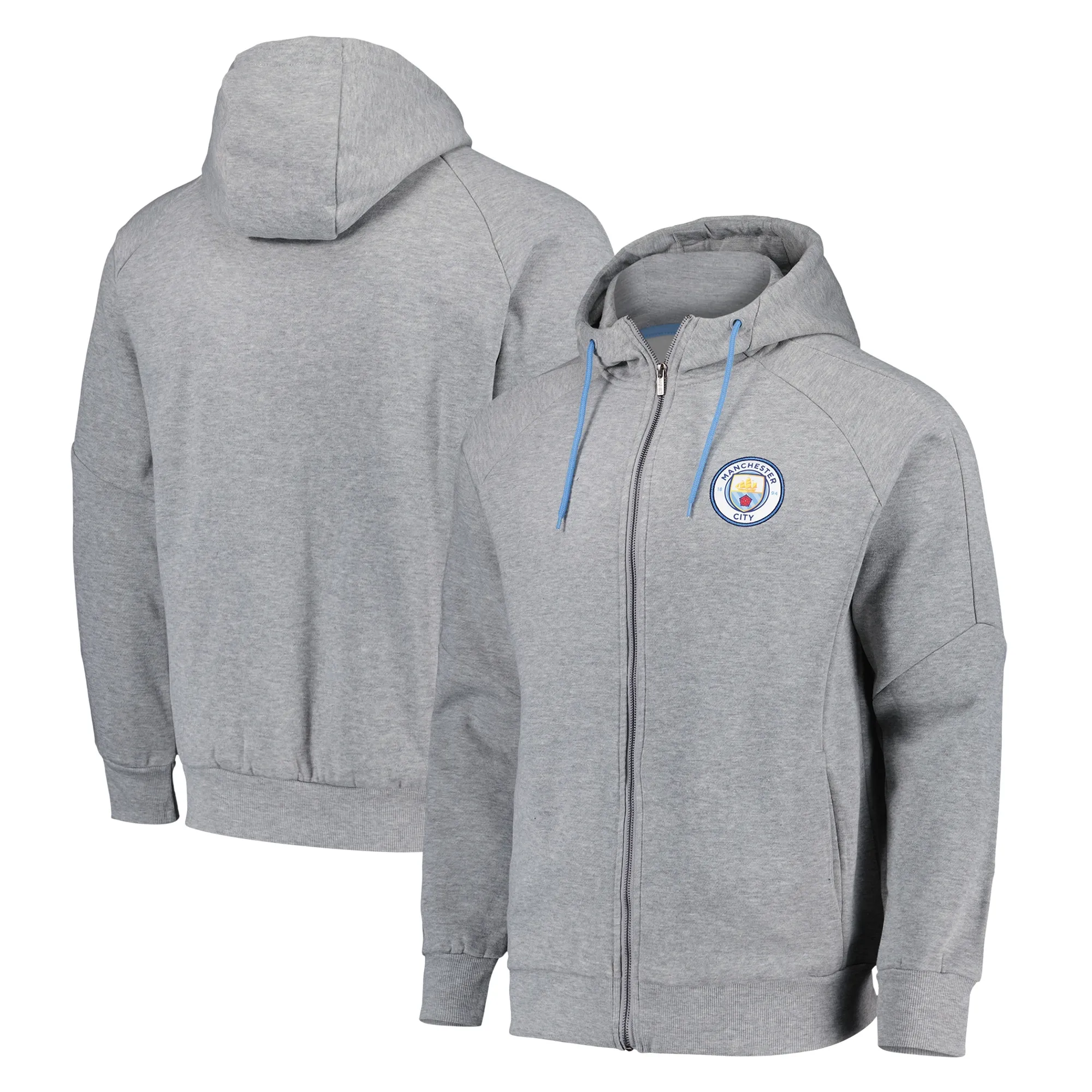 Manchester City Core Hooded Track Top - Grey Marl - Mens