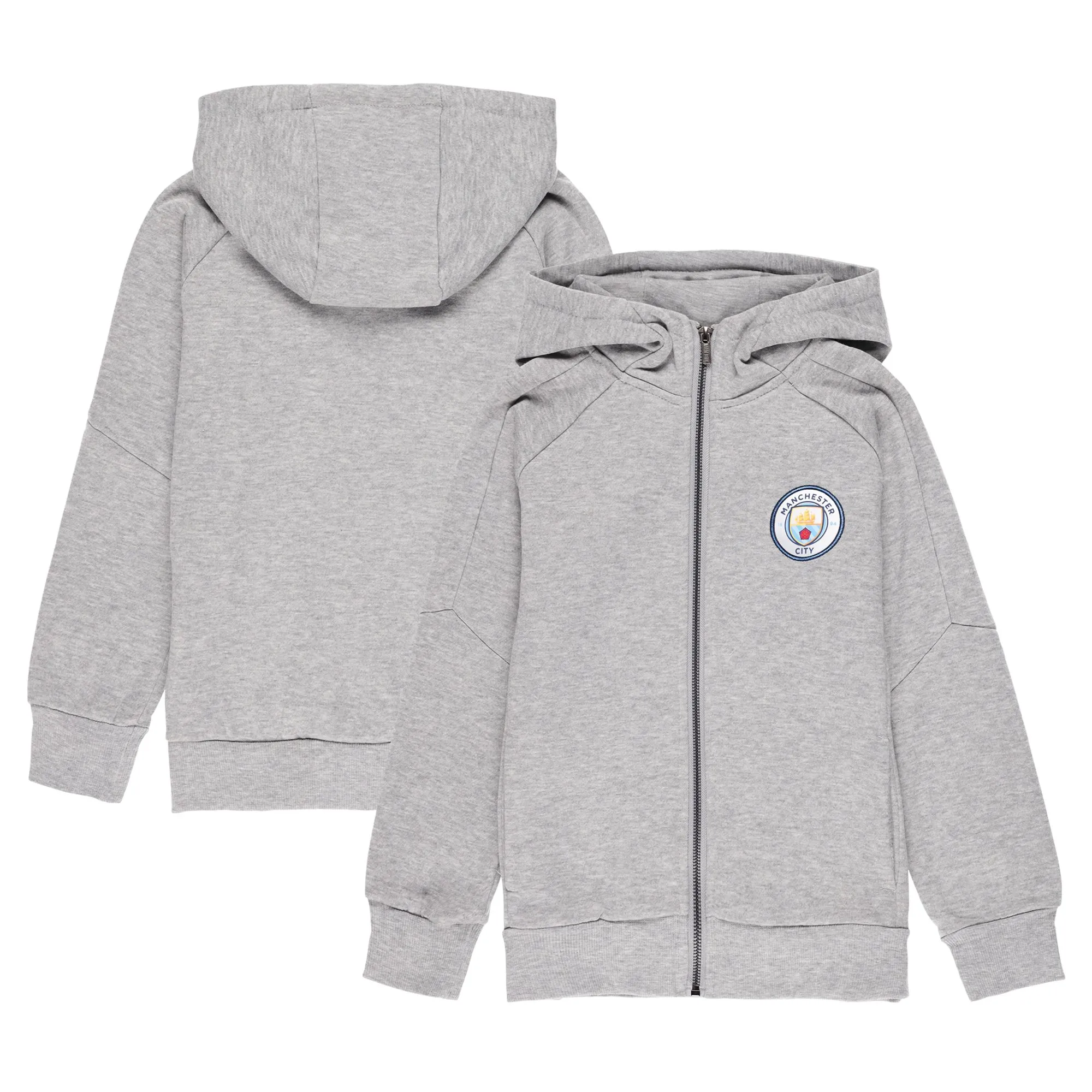 Manchester City Core Hooded Track Top - Grey Marl - Kids