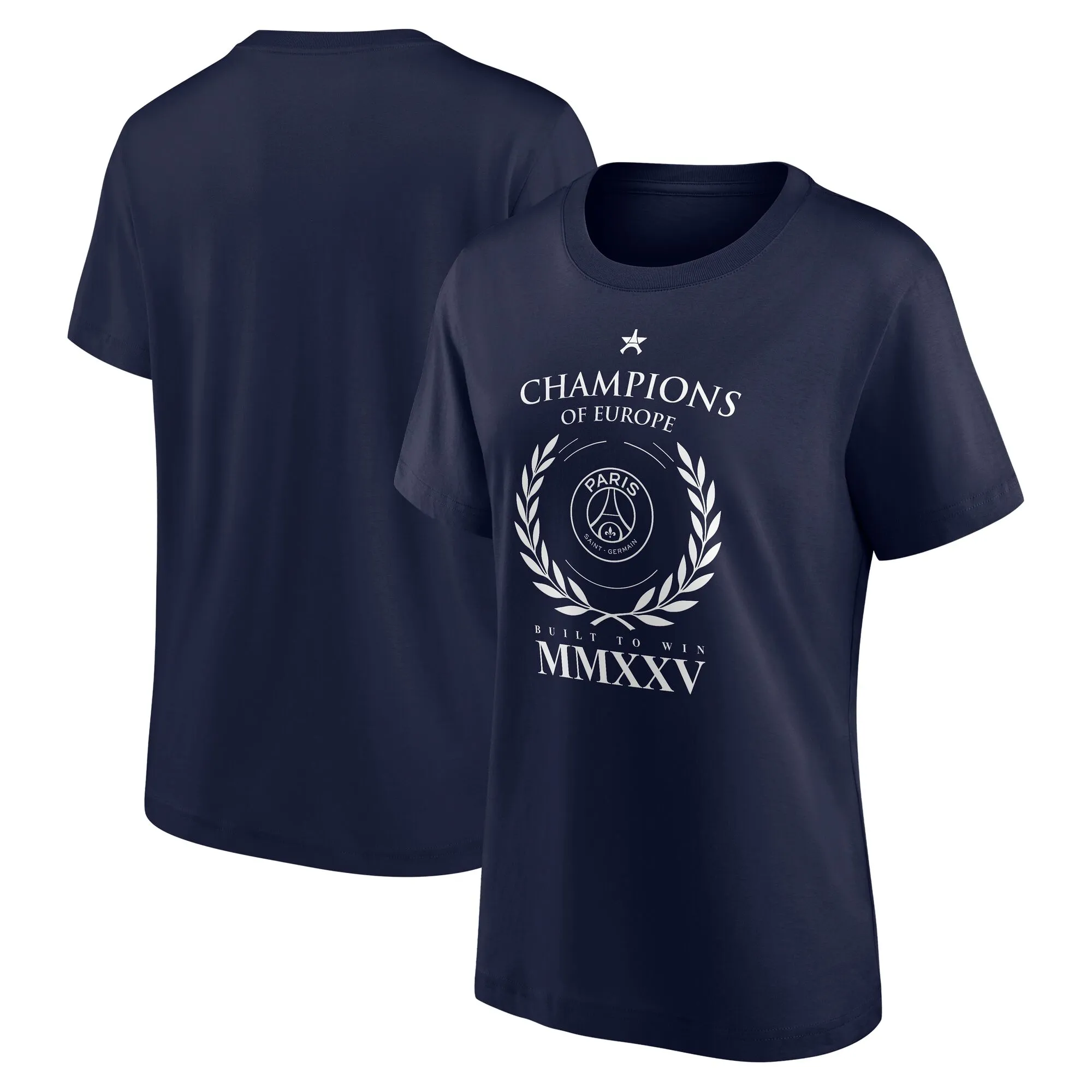PSG European Champions Numerals Graphic T-Shirt - Navy - Womens