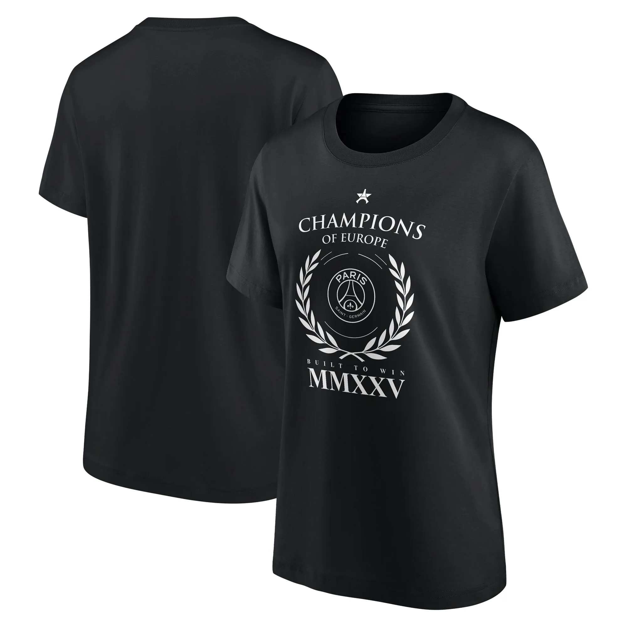 PSG European Champions Numerals Graphic T-Shirt - Black - Womens
