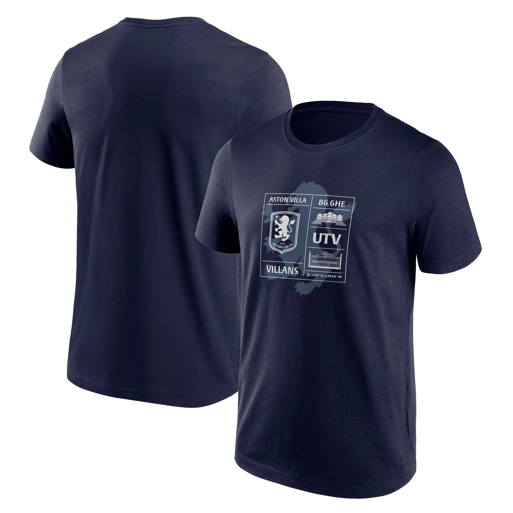 Aston Villa Life Graphic T-Shirt - Navy - Mens