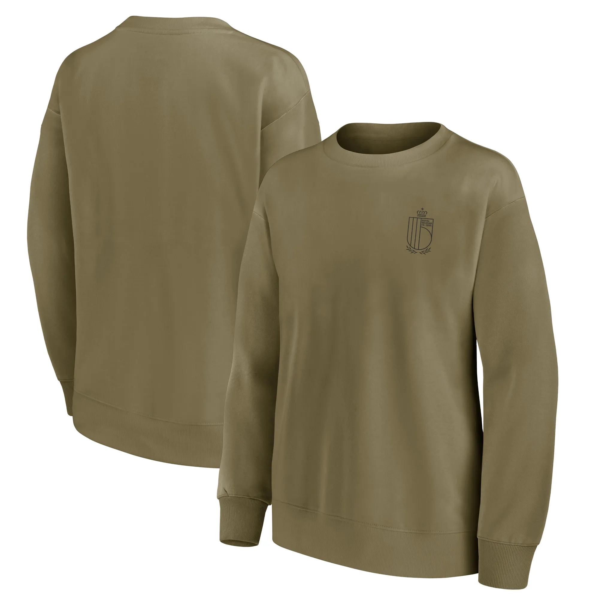 Belgium FA Mono Logo Graphic Oversized Crew Sweatshirt  - Khaki - Womens