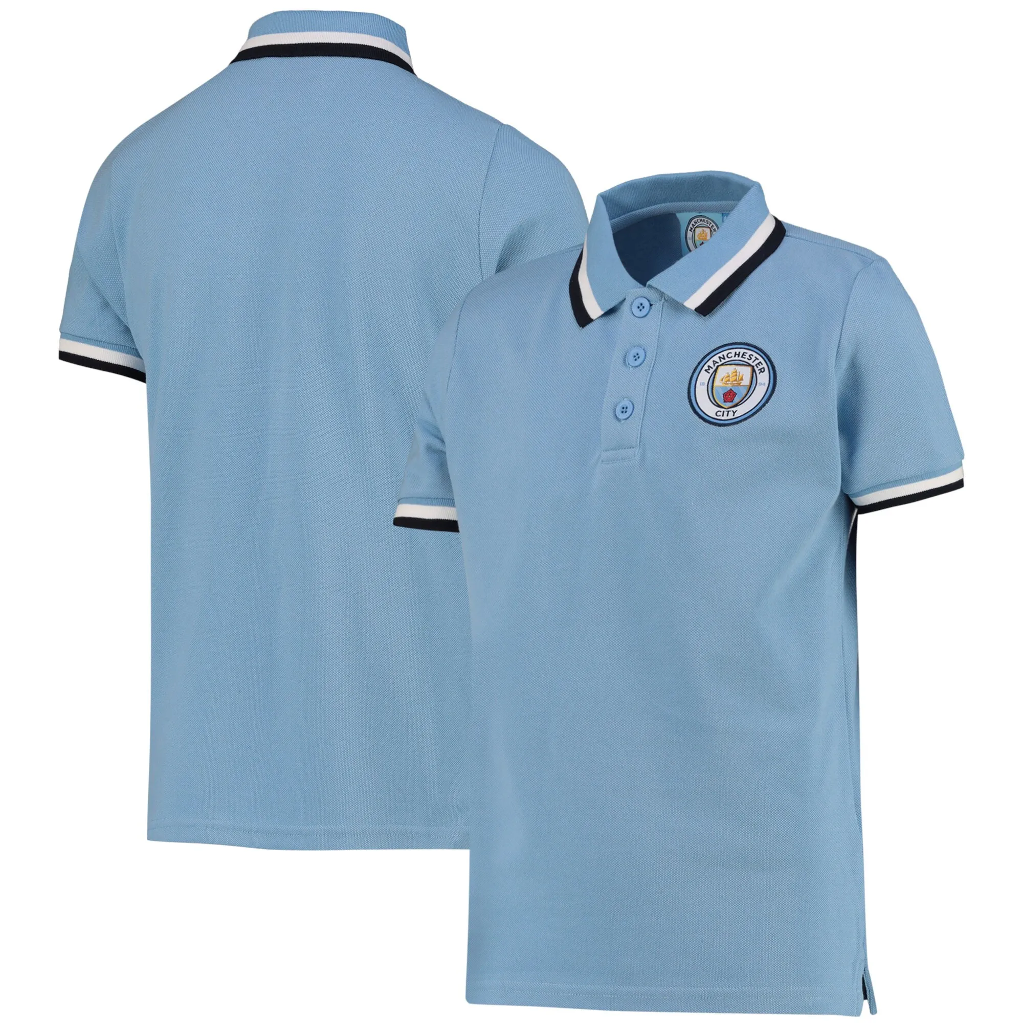 Manchester City Tipped Polo Shirt - Sky - Kids
