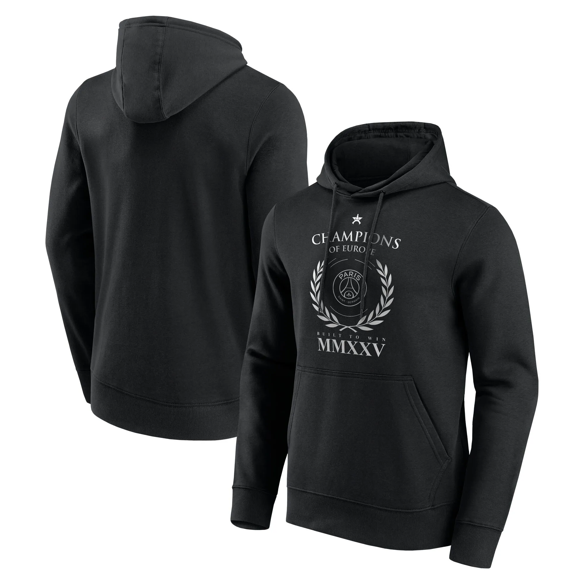 PSG European Champions Numerals Graphic Hoodie - Black - Mens