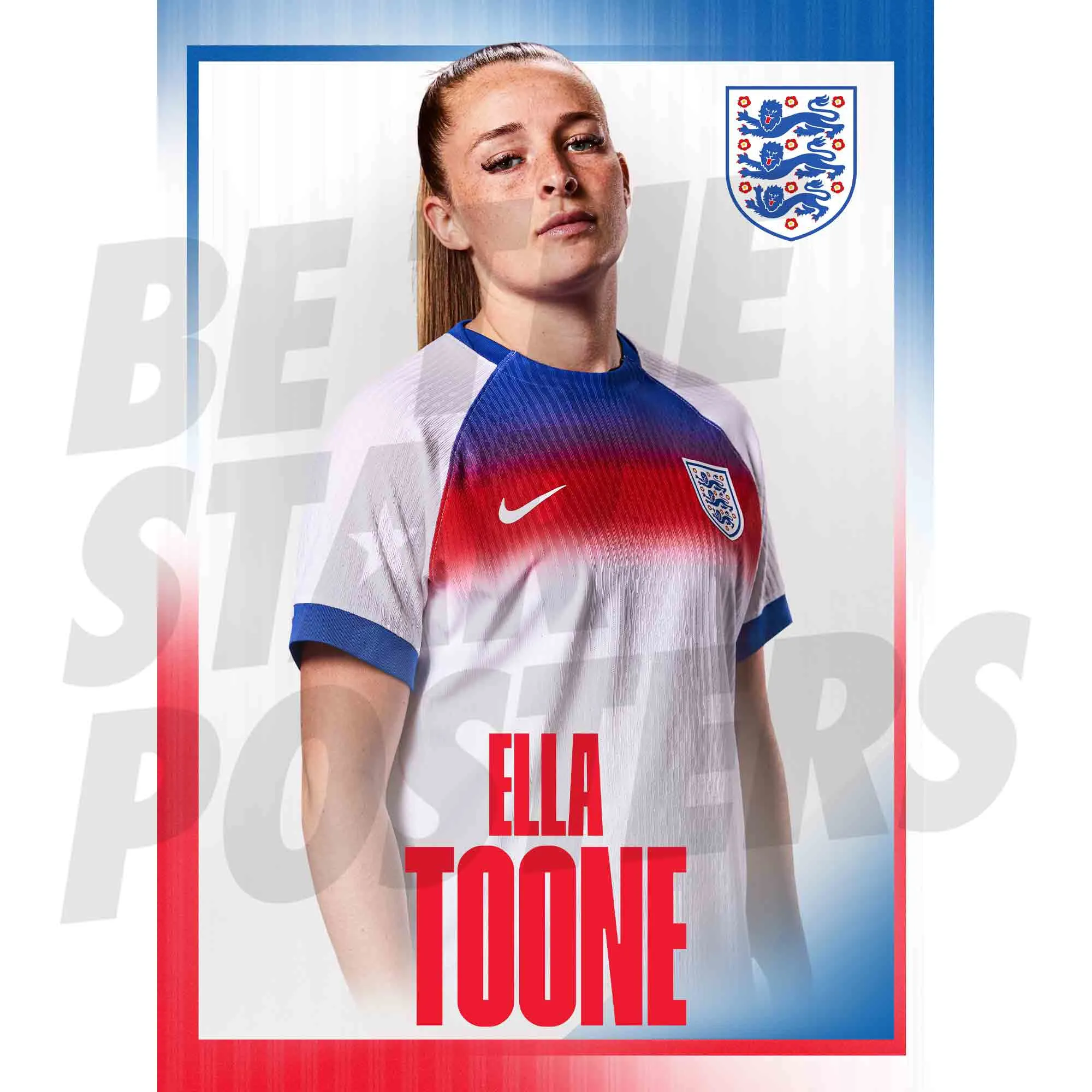 England Lionesses Ella Toone 25/26 Home Headshot A3 Poster