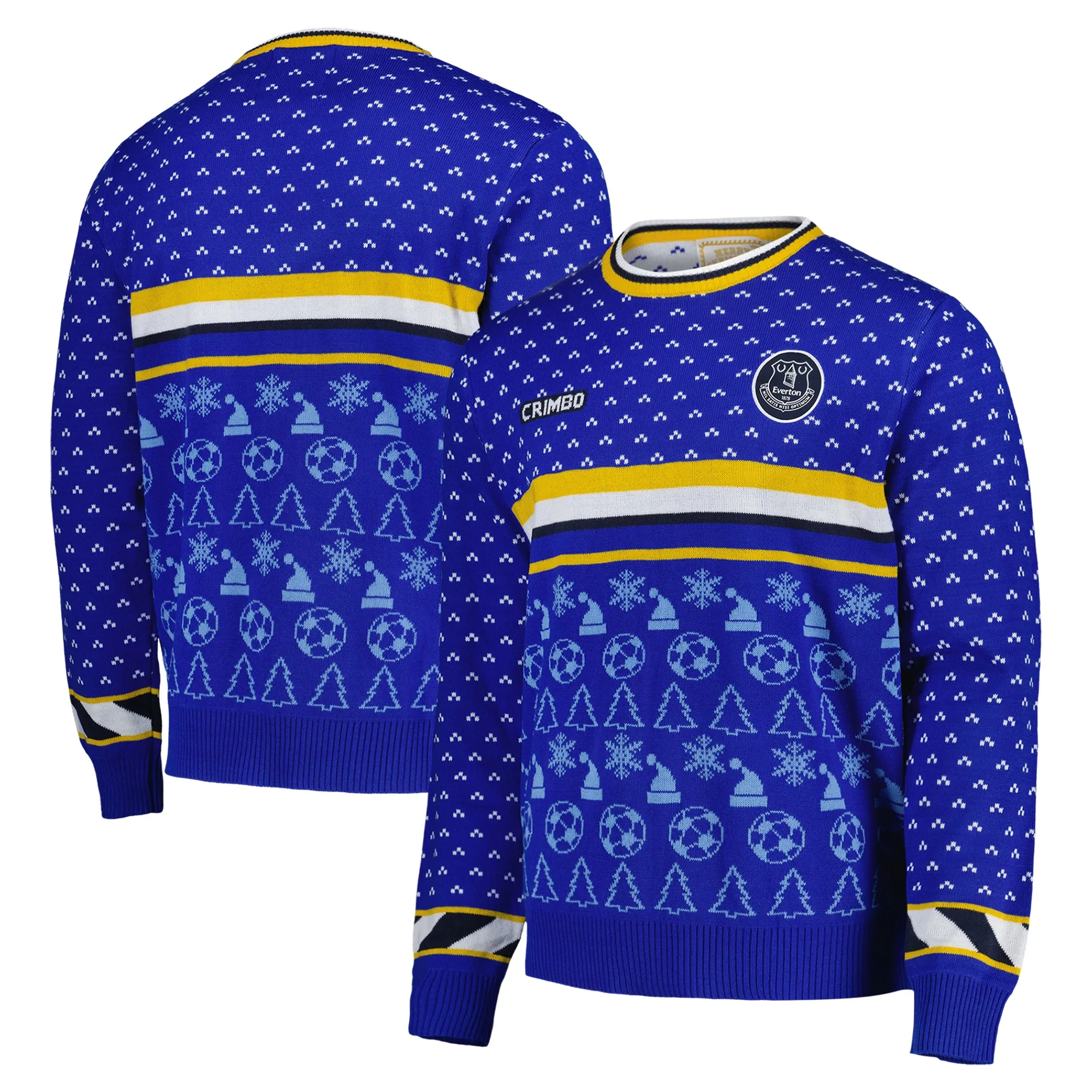 Everton Retro Christmas Jumper - Royal/Yellow - Adults