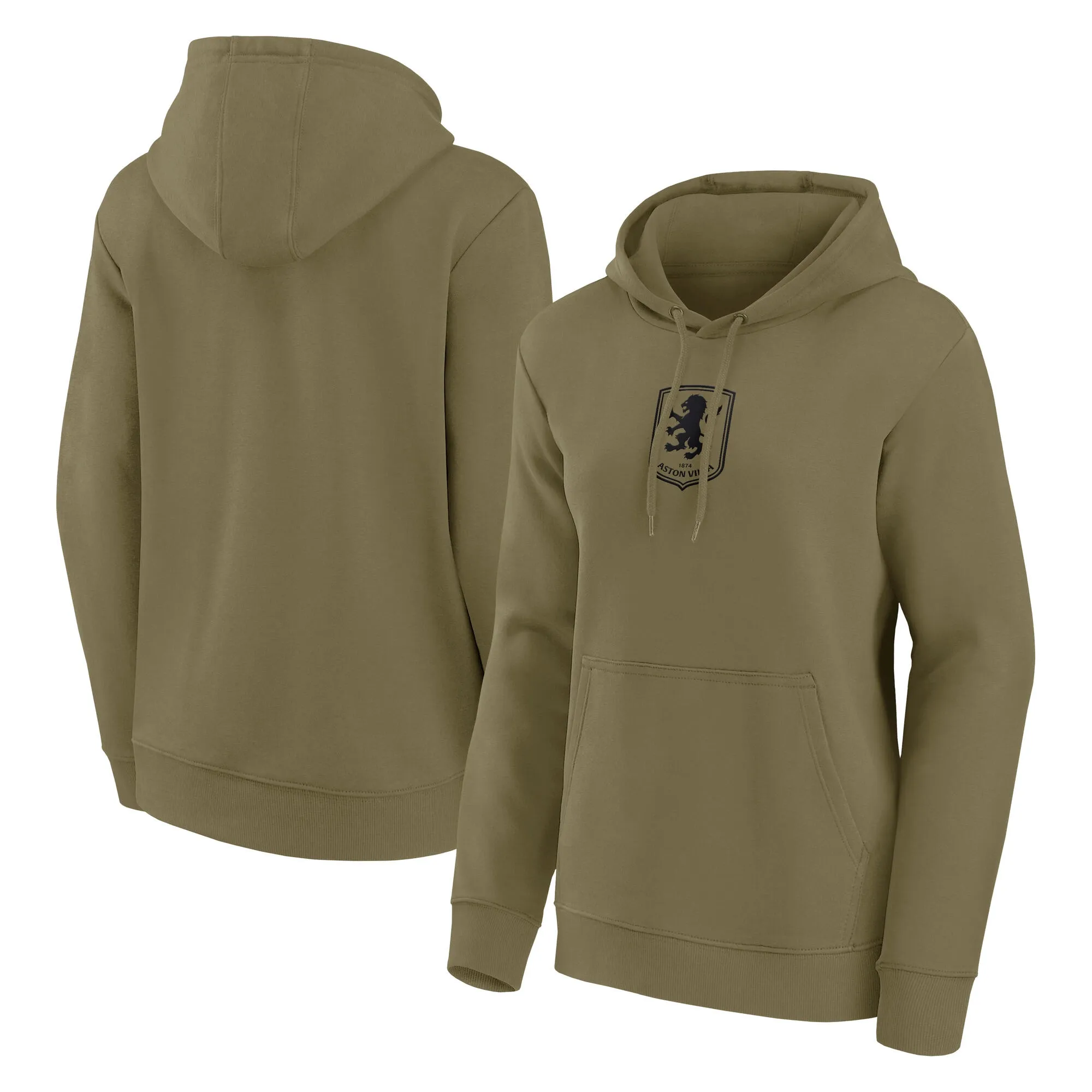 Aston Villa Mono Logo Graphic Hoodie - Khaki - Womens