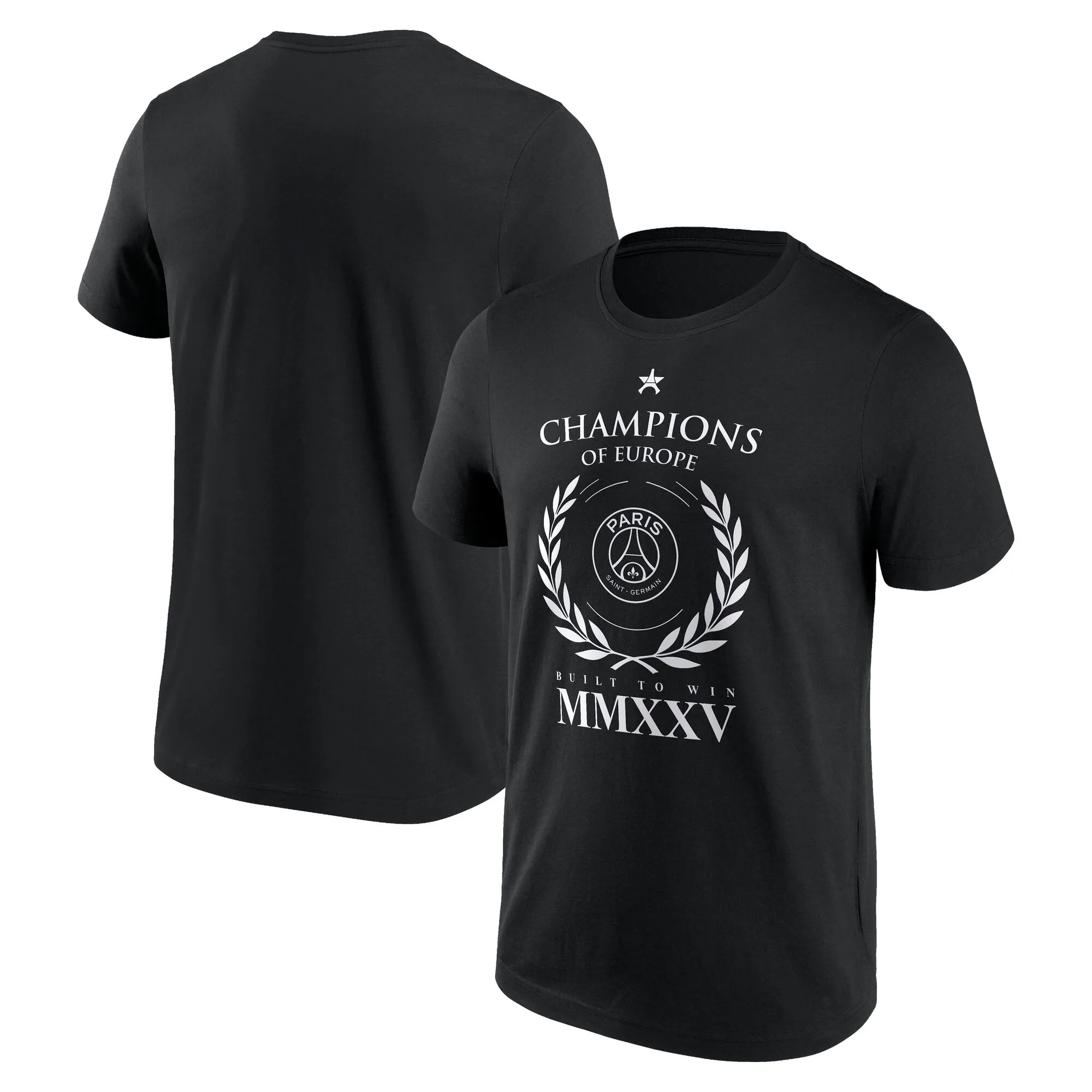 PSG European Champions Numerals Graphic T-Shirt - Black - Mens