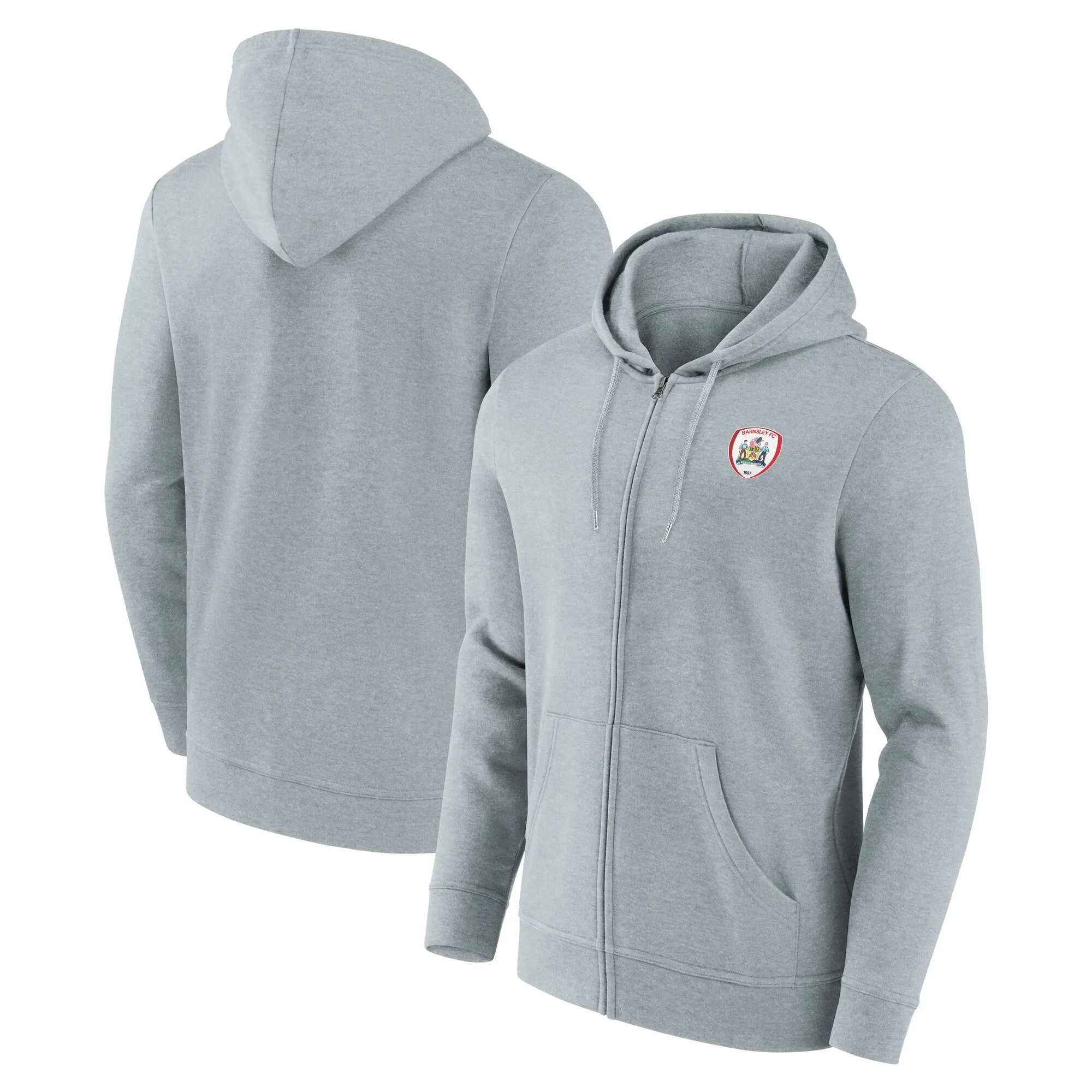 Barnsley Logo Full Zip Hoodie - Sports Grey - Mens