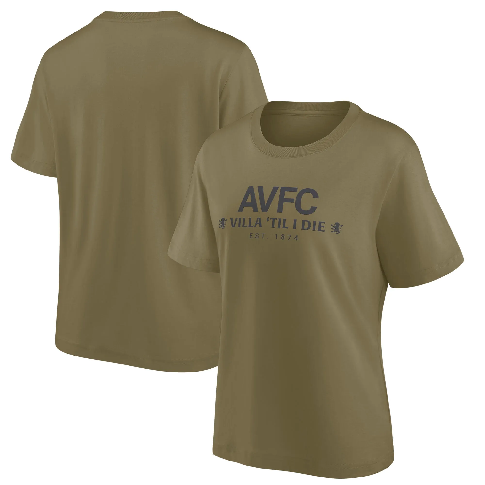 Aston Villa End Credits Graphic Oversized T-Shirt - Khaki - Womens