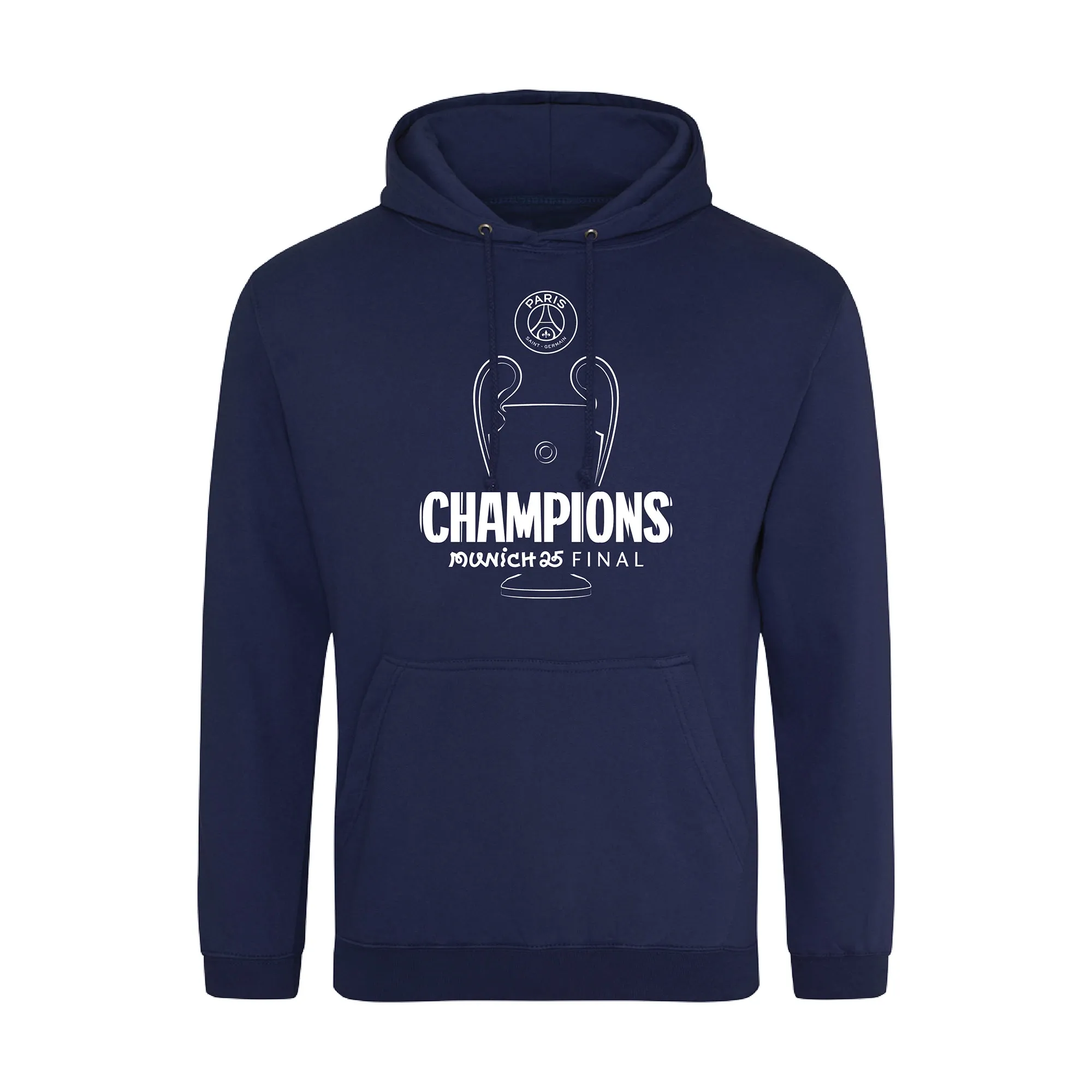 PSG UCL Champions 2025 Outline Graphic Printed Hoodie - Navy