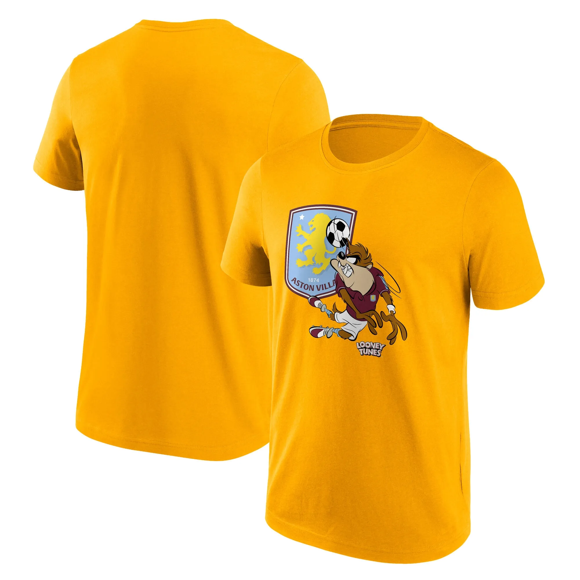 Aston Villa Looney Tunes Taz Graphic T-Shirt - Gold - Mens