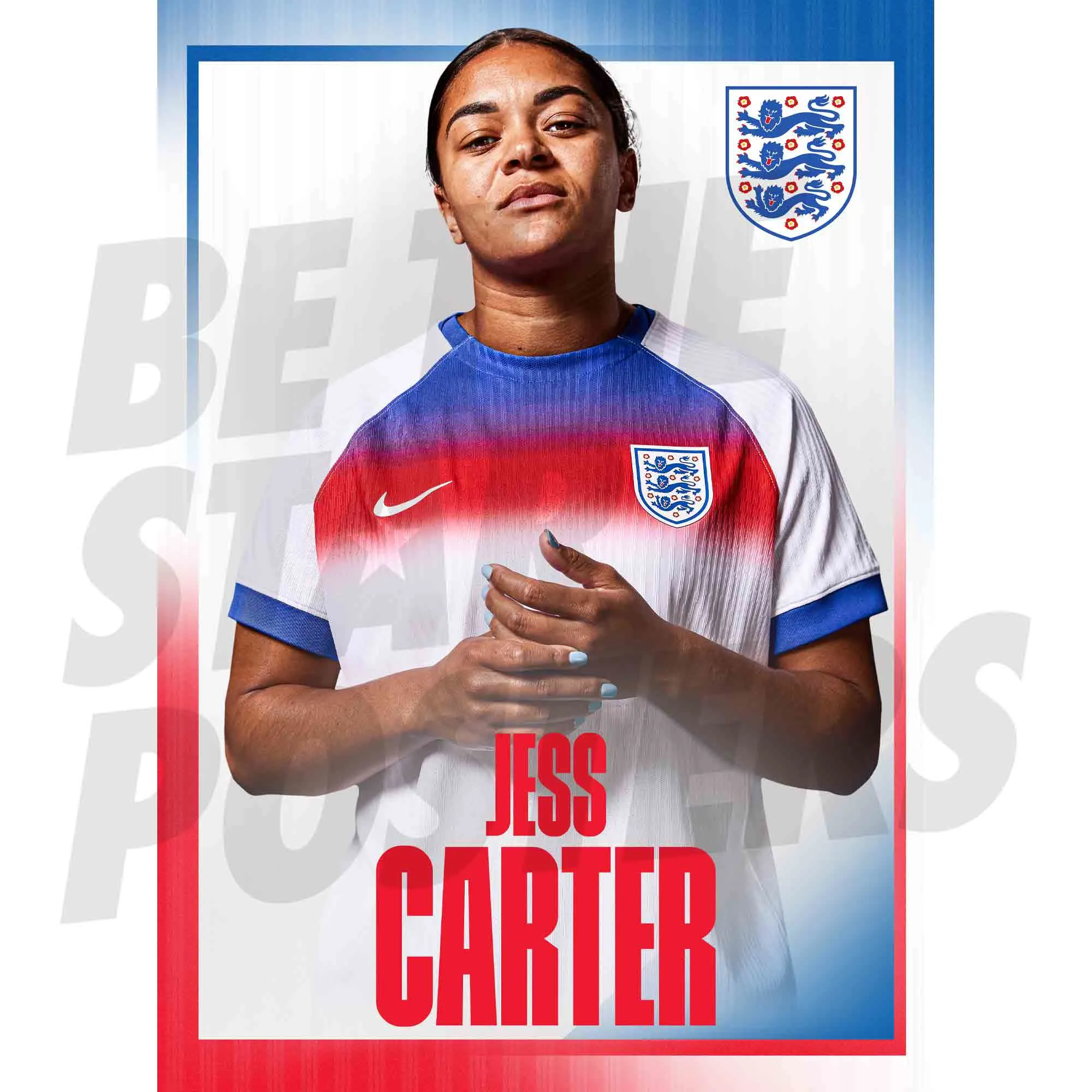 England Lionesses Jess Carter 25/26 Home Headshot A3 Poster